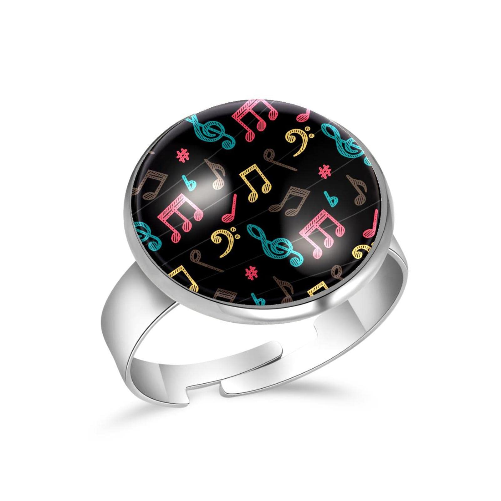 Adjustable Open Ring for Women - Colorful Music Note Design, Perfect Anniversary & Birthday Jewelry Gift for Her - Ideal for Concerts, Date Nights & Special Occasions