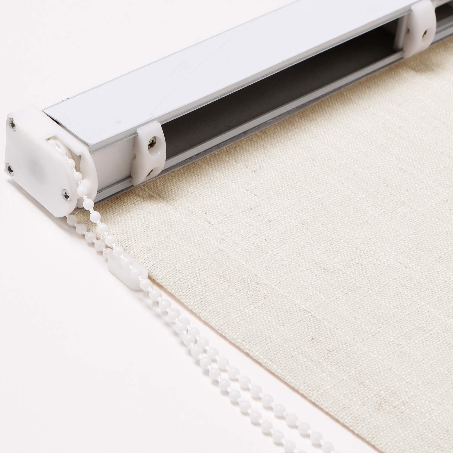 Frelement Blackout Roman Shades - Linen Window Blinds for Living Room, Bedroom & Office - Sand Beige (1 Piece) with Installation Hardware | Light Blocking Window Treatment for Better Sleep & Privacy