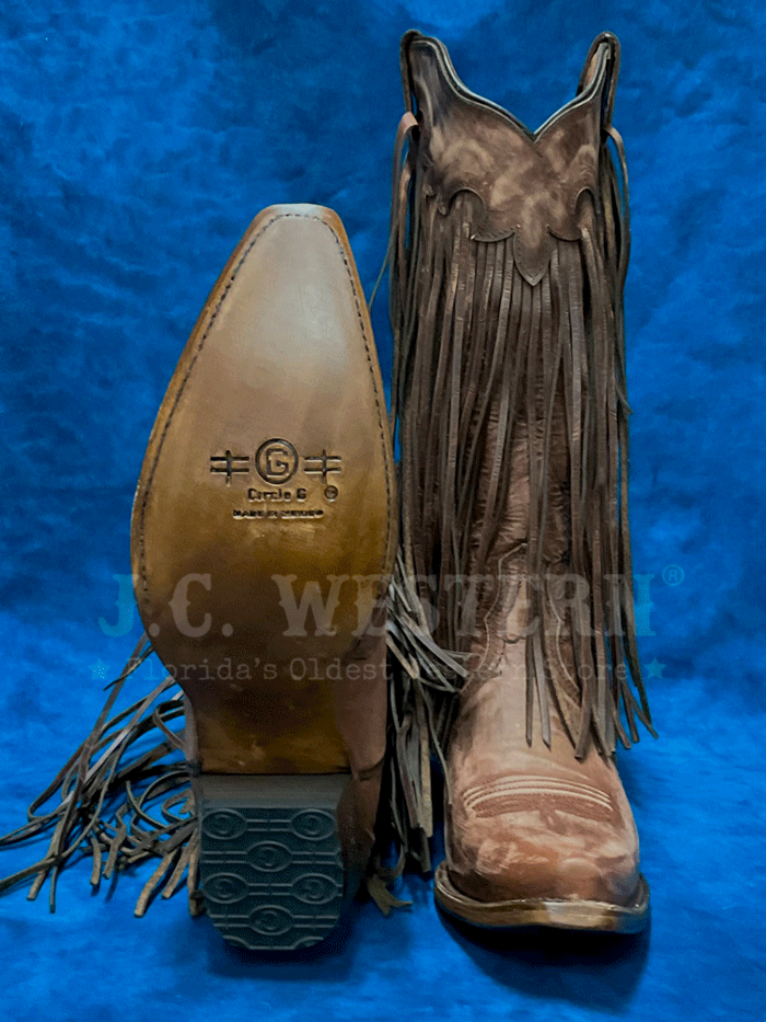 Circle G L6088 Women's Western Boots with Brick Fringe Detail - Brown Cowgirl Boots for Country Dancing & Rodeo Events