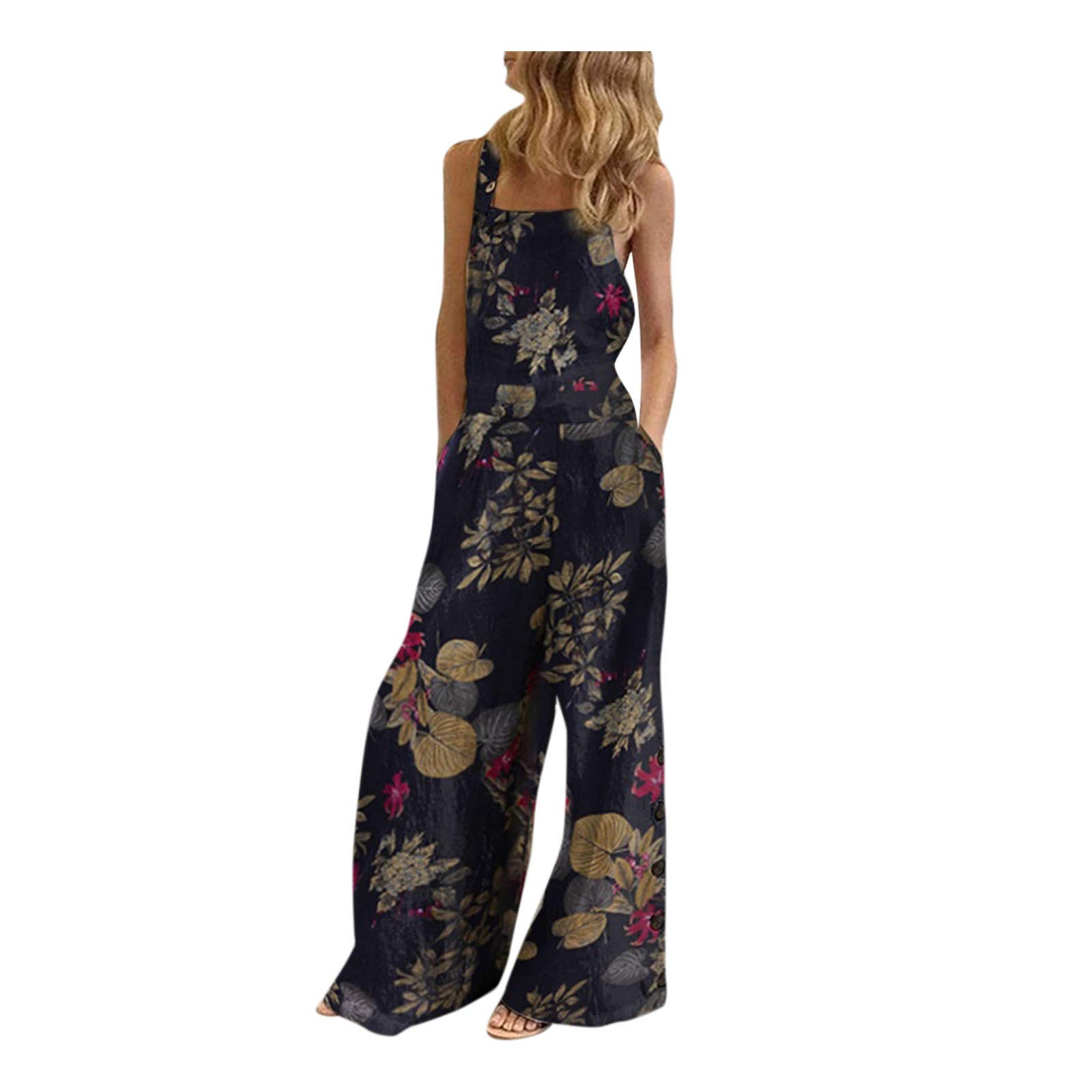 LCMTWX Jumpsuits for Women & Teens - Sexy Wide Leg Rompers, Plus Size One Piece Jumpsuit, Elegant Black Jumpsuit Dressy for Summer, Casual Outings, Date Night, Club Wear - Amazon Warehouse Deals