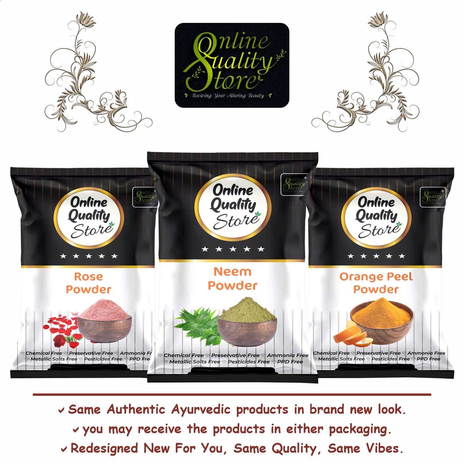 Premium Neem Leaves Powder, Rose Petals Powder & Orange Peel Powder Combo - 300g for Skin Radiance, Glow & Pigmentation Control | Anti-Spot, Dark Mark Removal | Organic Skincare for Face & Body Care