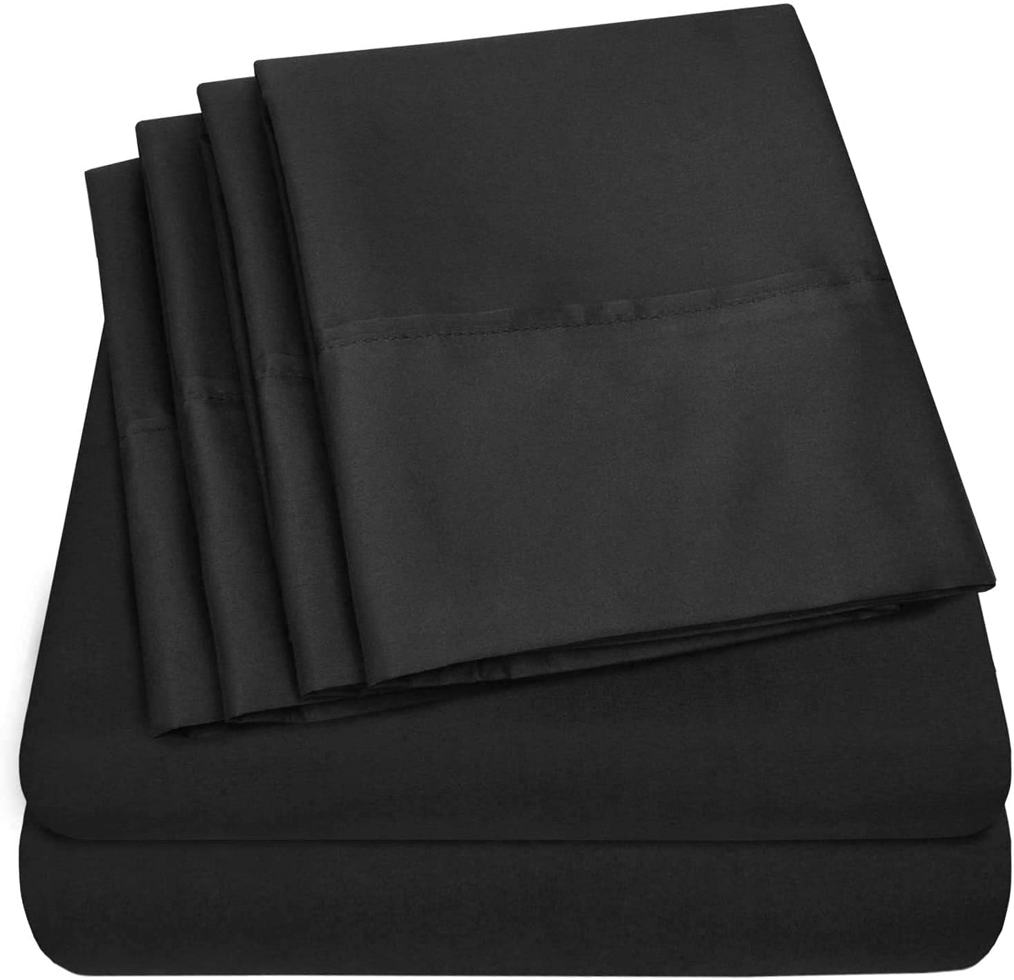 2-Piece 100% Organic Bamboo Pillowcase Set - Ultra Soft & Cooling Bamboo Fiber Pillow Covers - Breathable, Hypoallergenic, Machine Washable - Standard Size (20x26 inches) - Perfect for Hot Sleepers, Luxury Hotel-Style Bedding - Black Solid Color for Modern Bedroom Decor