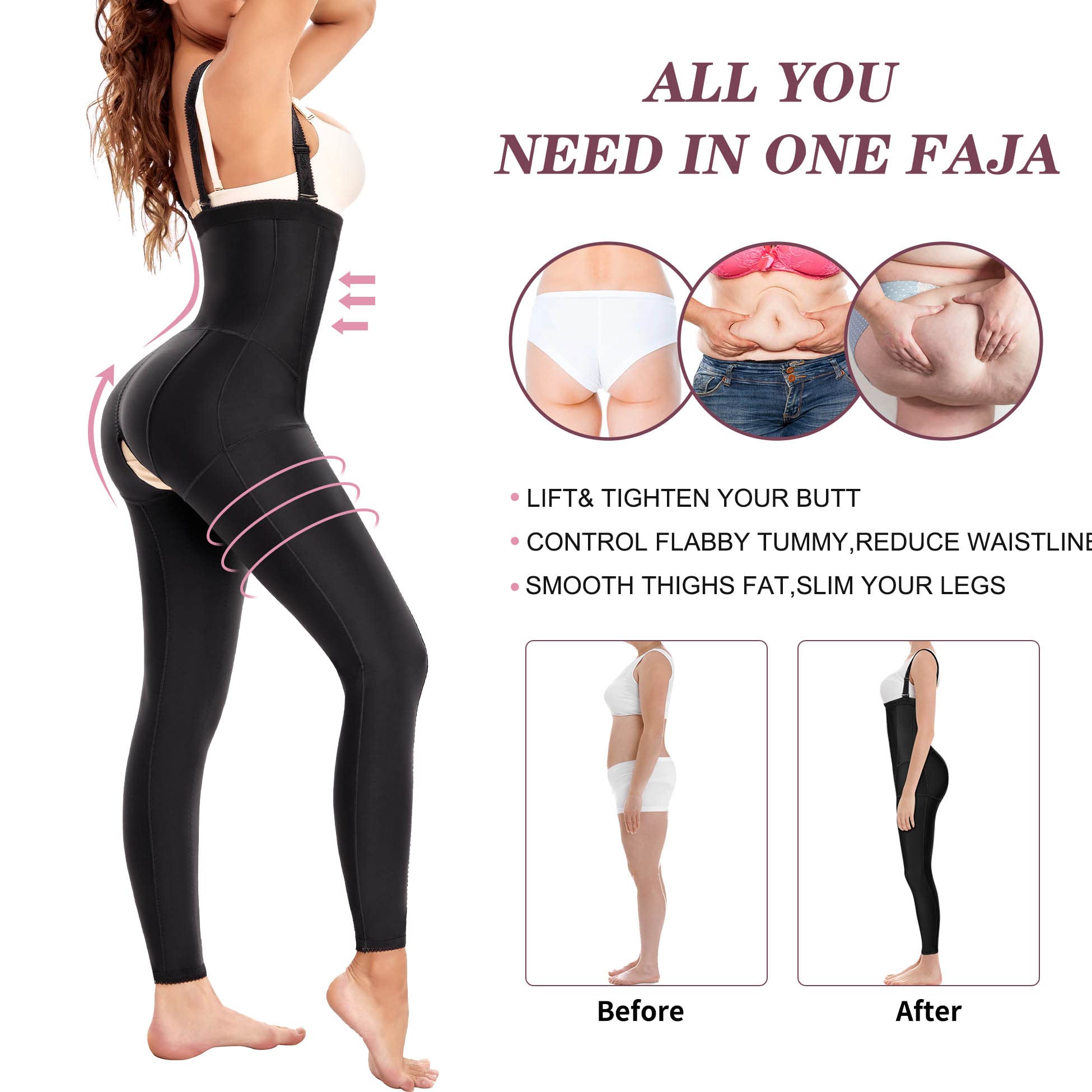 RDSIANE Post-Surgery Shapewear for Women - Tummy Control Bodysuit, Compression Garment & Thigh Slimmer Faja - Perfect for Recovery, Everyday Wear & Special Occasions
