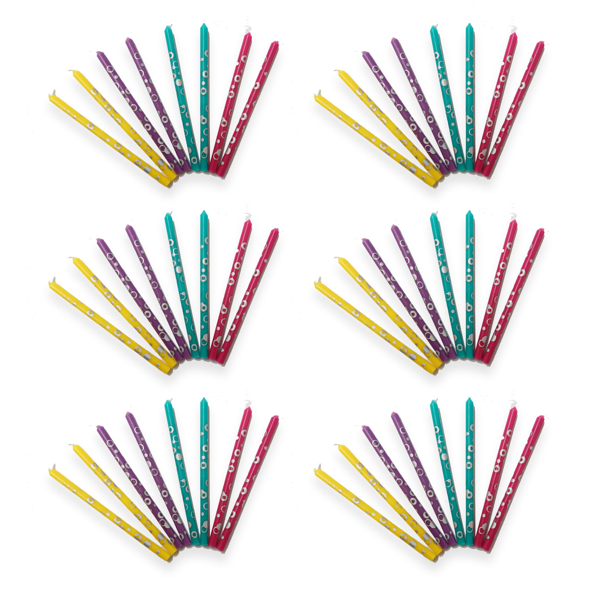 Betty Crocker Birthday Candles with Metallic Rings - 8 Candles per Unit (Pack of 8, 48 Total) for Cake Decorating & Party Celebrations