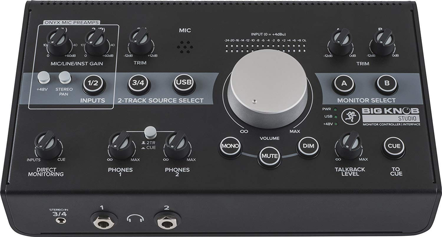 Mackie Big Knob 3x2 Studio Monitor Controller with Pro Headphone Amp, EMB XLR Cables & Magnetic Phone Holder Bundle - Perfect for Home Recording, Podcasting & Music Production Studios