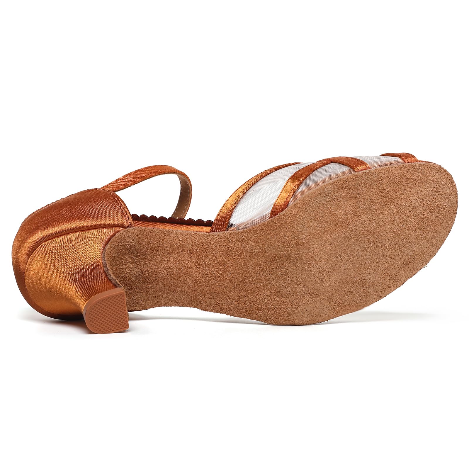 Lalaball Women's Ballroom Dance Shoes - Latin Salsa Character Shoes with Cross Strap Heels for Women (Gold) | Perfect for Competition, Performance & Social Dancing