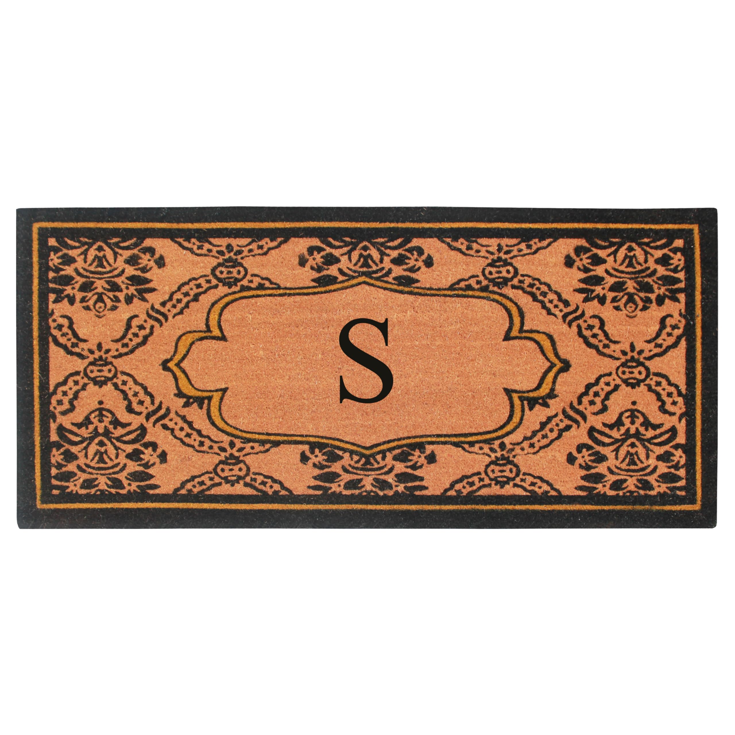 Premium Natural Coir Monogrammed Door Mat 30x60 - Durable Anti-Shed Outdoor Entrance Mat for Front Door - Heavy Duty Thin Profile Easy to Clean - Perfect for Home Entryway, Porch, Patio & Mudroom Decor