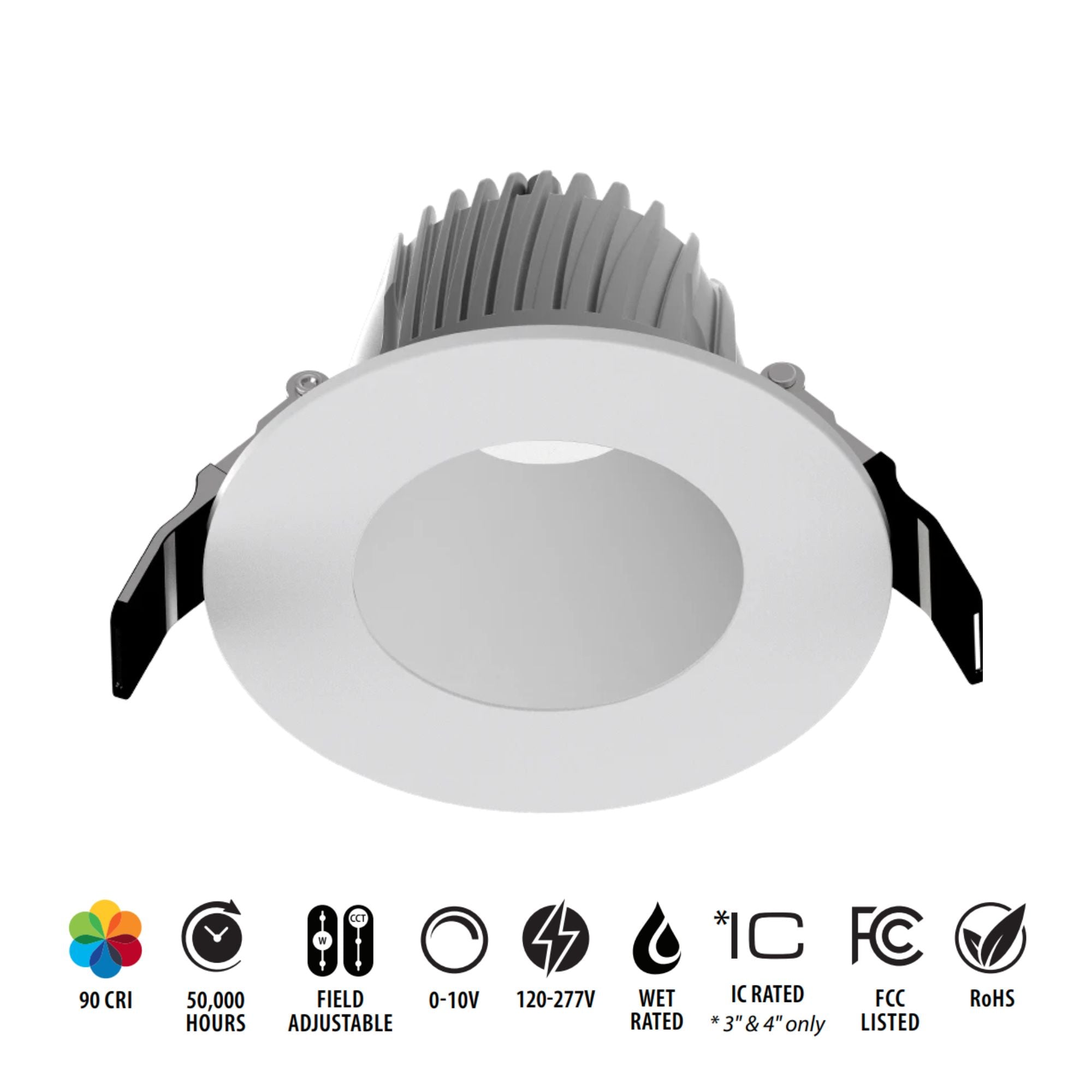 3 Deep Regress Commercial Downlight - 600 Lumens, 4 CCT Adjustable, Matte Silver Finish - Perfect for Offices, Retail Stores & Restaurants Lighting