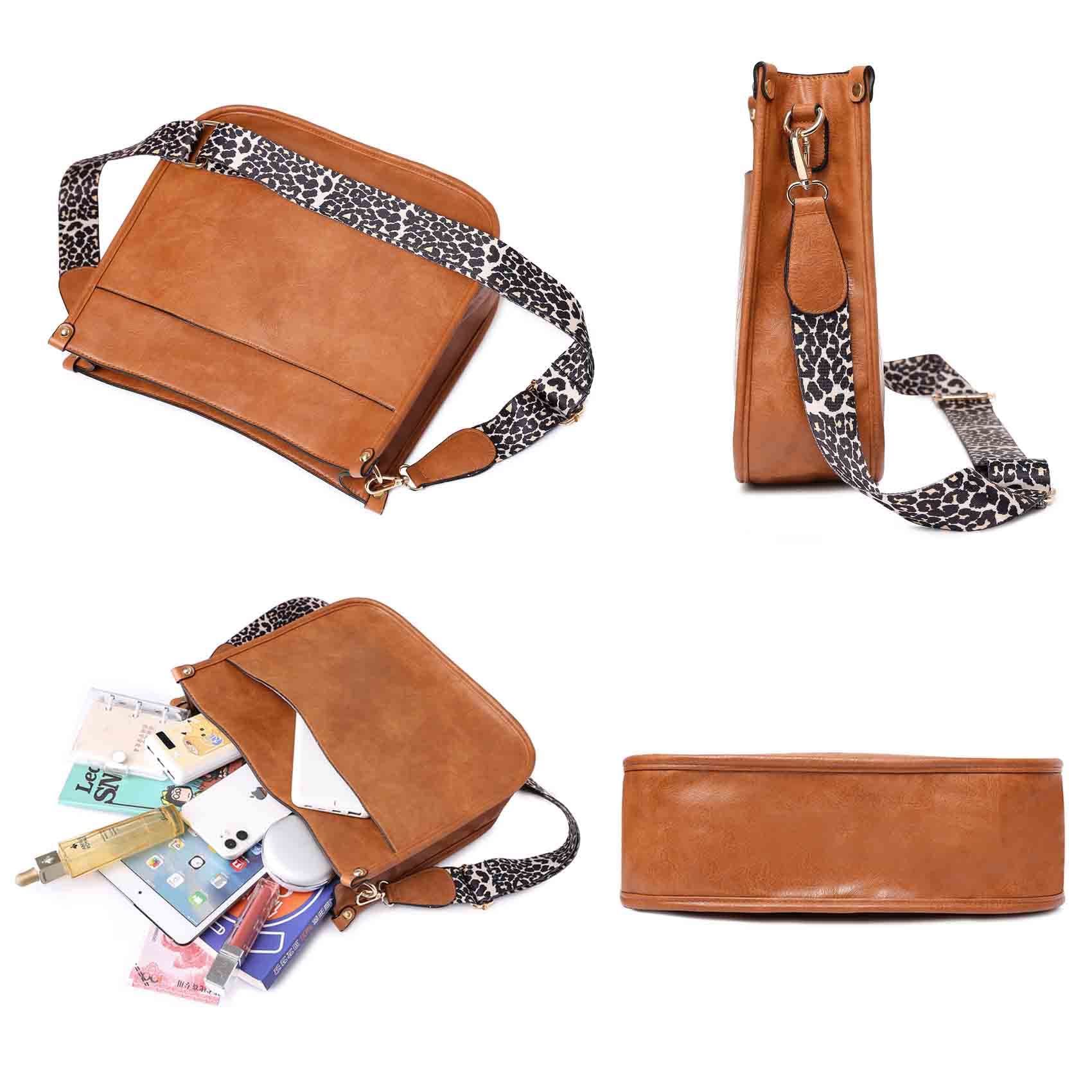 Stylish Leopard Print Crossbody Shoulder Bag for Women - Vegan PU Leather Messenger Purse for Casual Outings, Work & Travel