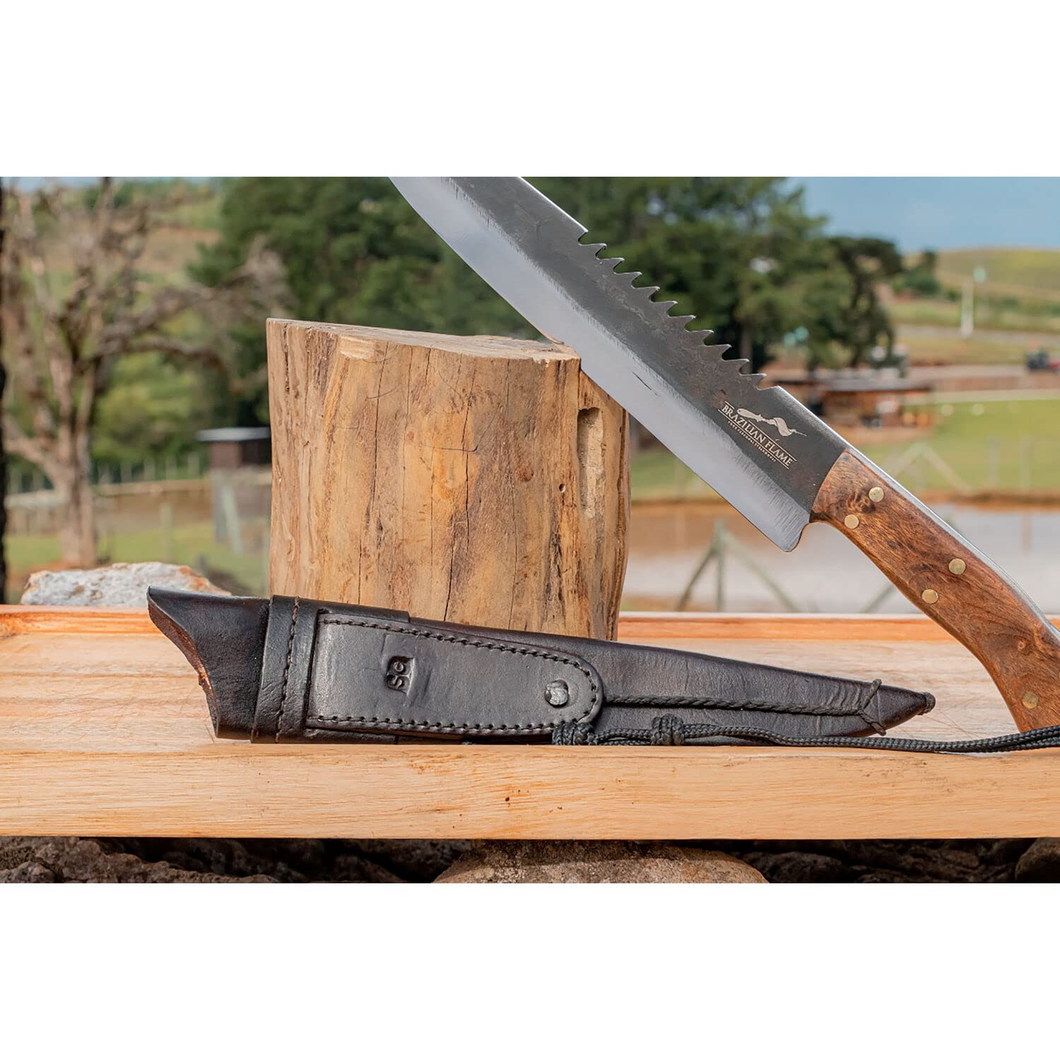 Brazilian Flame Hunter Bison Knife - Full Tang Fixed Blade Tactical Survival Knife | 420C Stainless Steel | Perfect for Outdoor Camping, Hunting & Emergency Preparedness