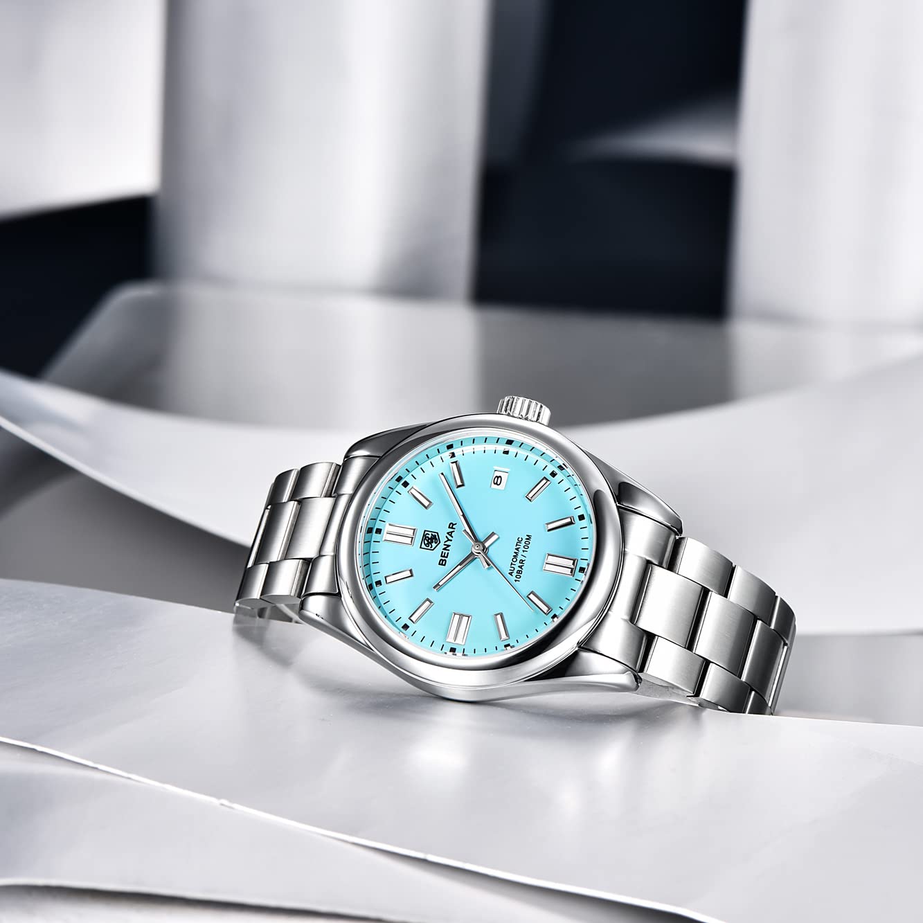 BENYAR Classic Men's Automatic Mechanical Watch - Stainless Steel Strap, Waterproof, Luminous - Business & Sports Wristwatch for Office, Formal Events & Outdoor Activities