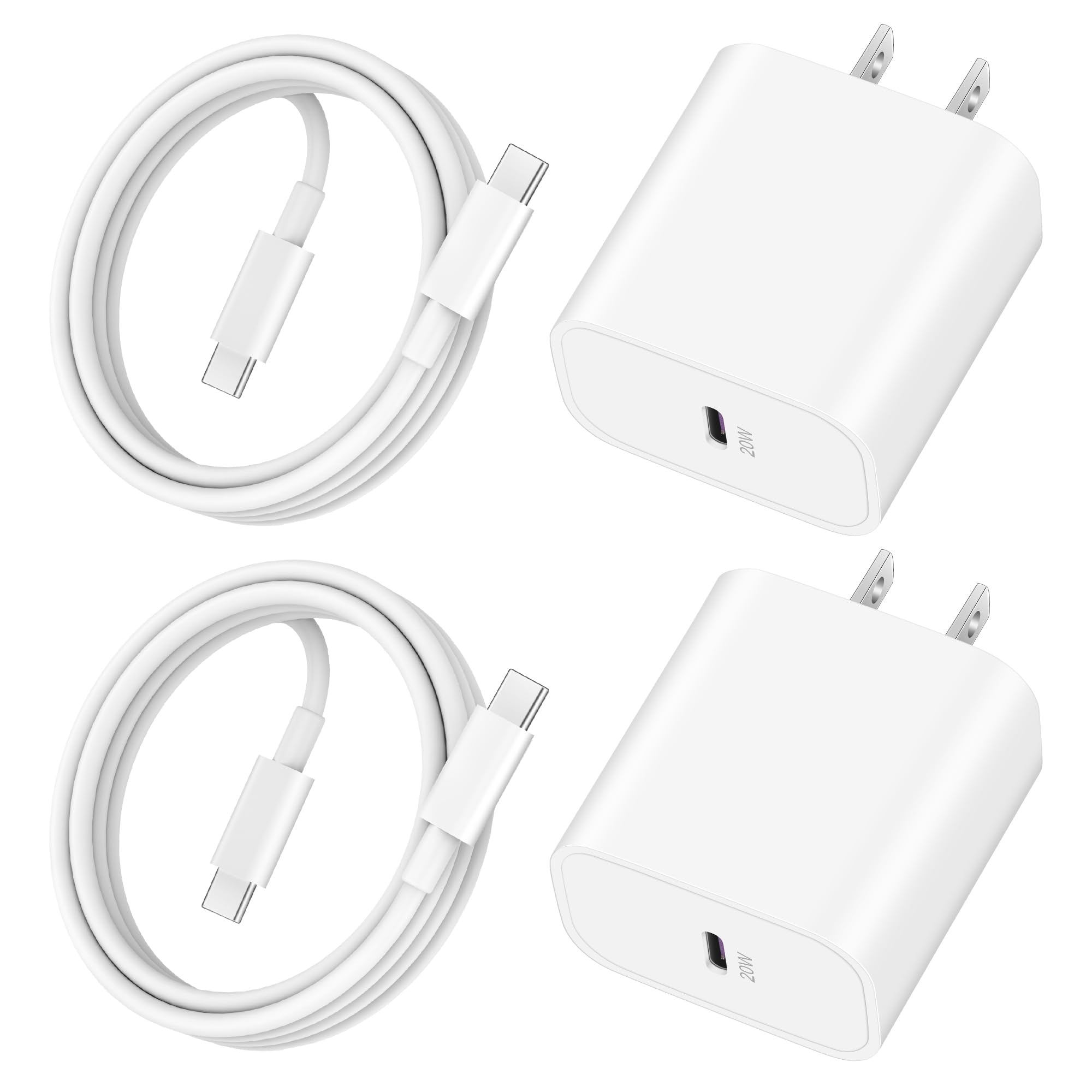 20W USB C Fast Charger Block & 3FT Cable 2-Pack - Compatible with iPhone 16/16 Plus/16 Pro/16 Pro Max/15/15 Plus/15 Pro/15 Pro Max, iPad, AirPods - Quick Charge for Home, Office & Travel
