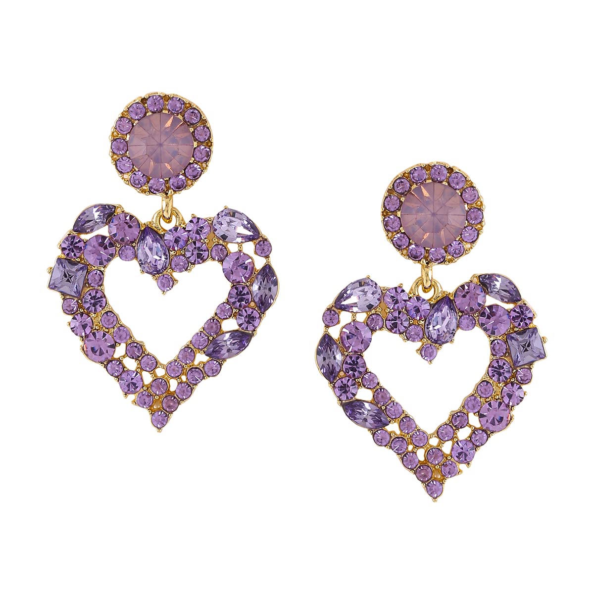 Crystal Drop Earrings for Women - Gold Plated Heart Shaped Yellow Chimes Earrings | Elegant Dangle Earrings for Girls & Women | Perfect Birthday, Anniversary & Valentine's Day Gift | Great for Parties, Weddings & Date Nights
