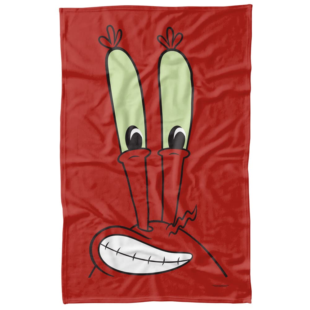 LOGOVISION Spongebob Fleece Blanket - 36x58 Inches Soft Mr. Krab Face Throw Blanket for Adults & Kids - Perfect for Bed, Sofa, Movie Nights & Gifts