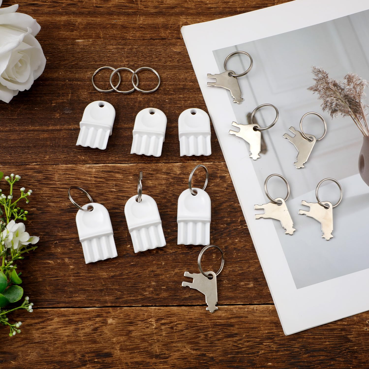 12-Piece Paper Towel Dispenser Key Set - Durable Metal & Plastic Toilet Paper Dispenser Replacement Keys with 12 Key Rings - Compatible with Waffle Georgia Pacific Dispensers - Perfect for Maintenance, Restrooms, Offices, and Commercial Facilities