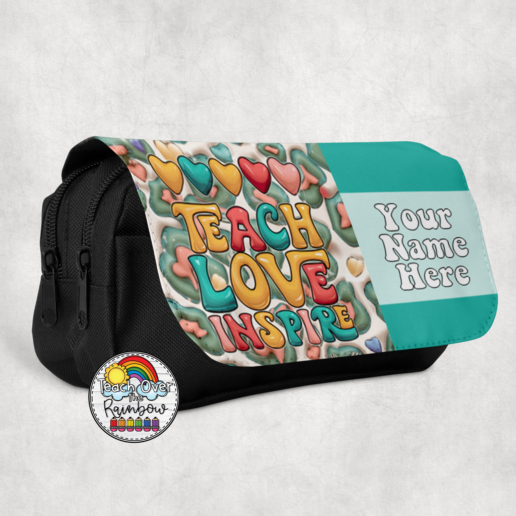 Large Pencil Bag for Teachers - Love Teach Inspire School Supplies - Perfect for Classroom Organization, Teacher Gifts & Back to School Essentials