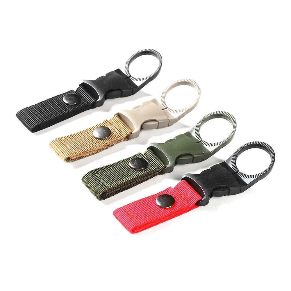 Naiyafly 4PCS Nylon Water Bottle Strap - Adjustable Bottle Hanging Clip, Portable Holder Ring Hook Keychain for Outdoor Camping, Hiking, Backpacking & Mountaineering | Perfect for Hydration Packs, Travel Gear & Adventure Accessories