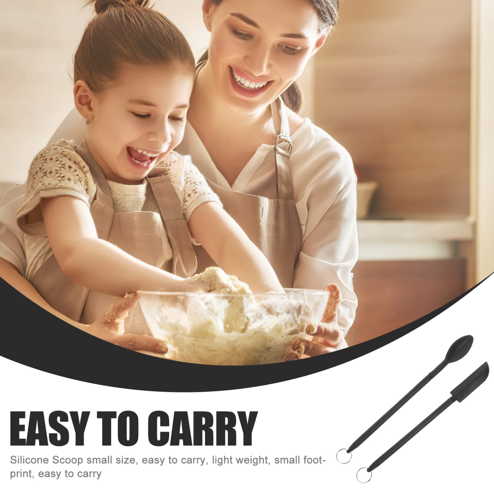 Retractable Silicone Spatula Set - Mini Spoon for Jars, Peanut Butter, Jam & Makeup - Multipurpose Kitchen & Beauty Scraper Tool for Cooking, Baking & Cosmetics