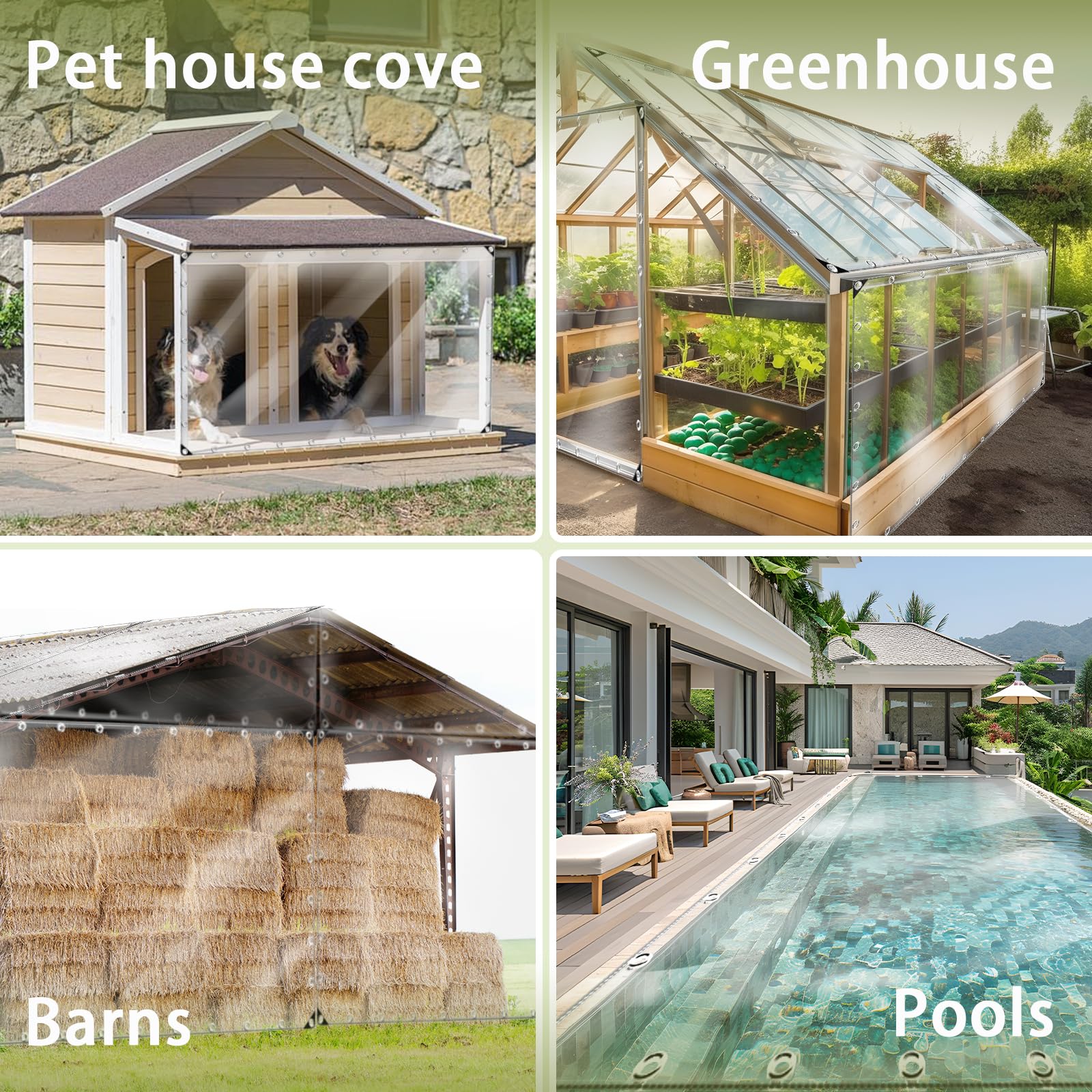 8x16 ft Heavy Duty Clear Waterproof Tarp - 11.8 Mil PVC Tarpaulin with Reinforced Grommets & Cable Ties - Tear Resistant Cover for Camping, Greenhouse, Car Protection, Patio Furniture, Pavilion Shelter - Ideal for Outdoor Use, Emergency Cover & Weather Protection