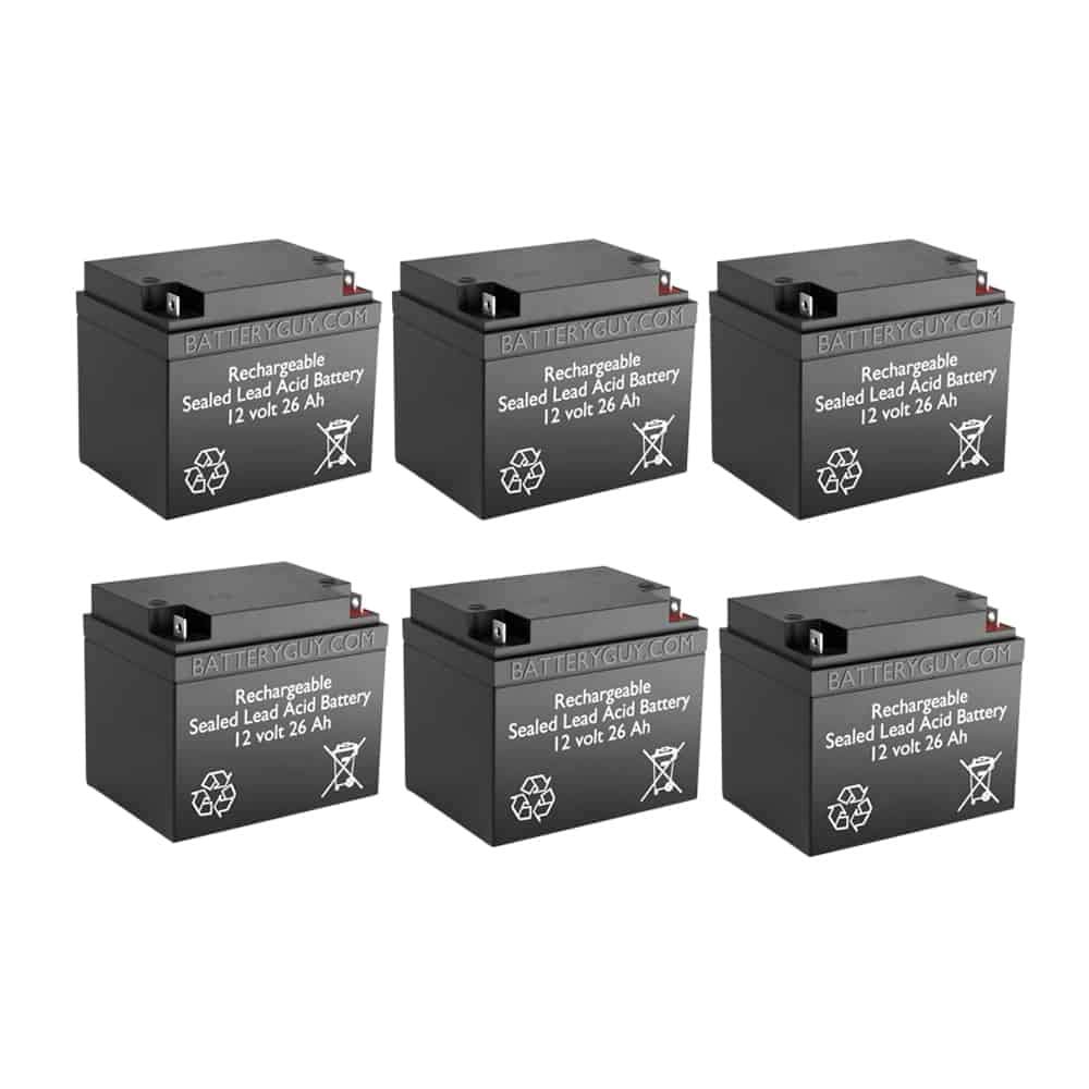 CP12-24 Replacement 12V 26Ah SLA Rechargeable Battery (6-Pack) - Compatible with Power Wheels, Solar Systems & Emergency Backup Power