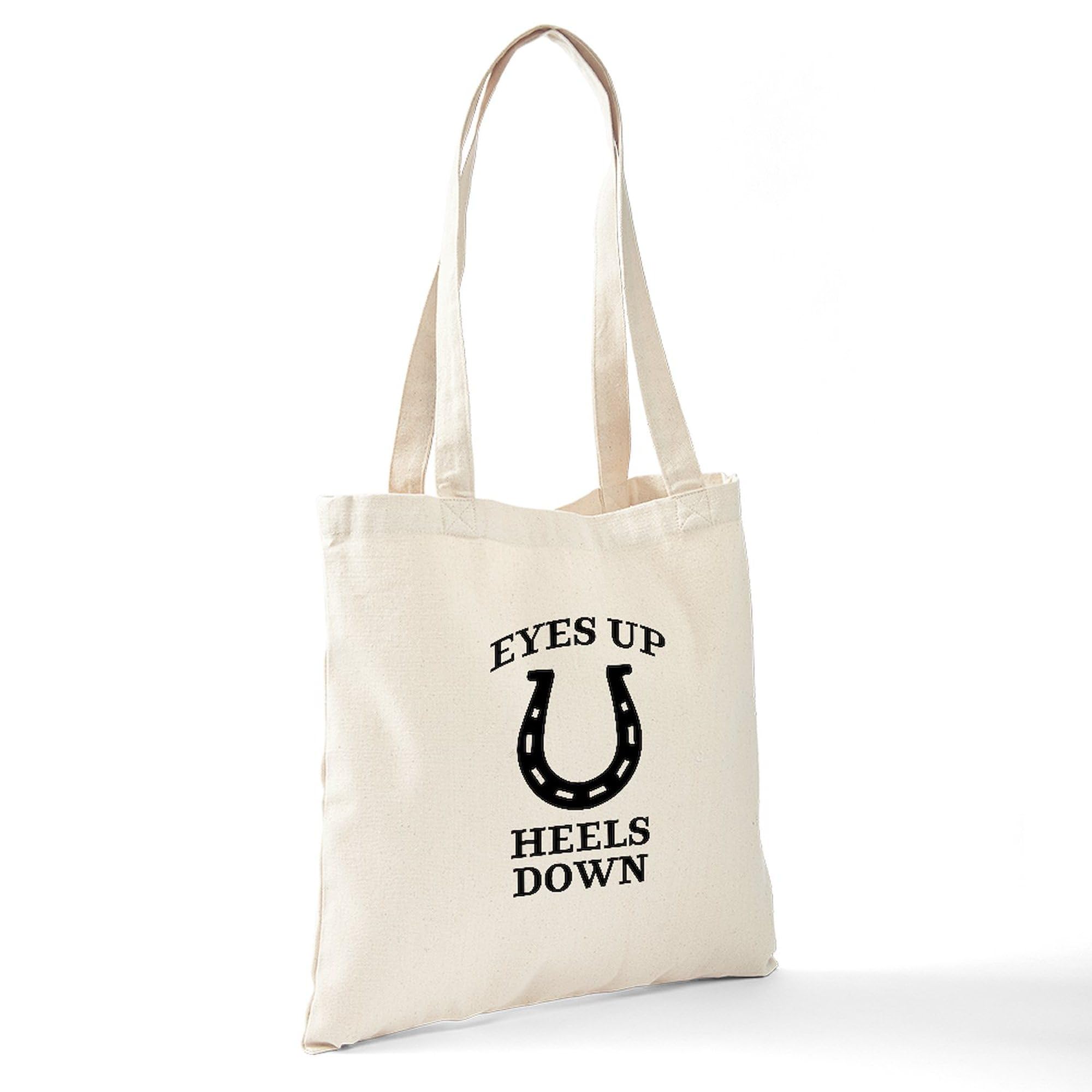 Eyes Up Heels Down Canvas Tote Bag - Natural Reusable Shopping Bag for Women, Eco-Friendly Grocery Tote for Work, Gym & Beach