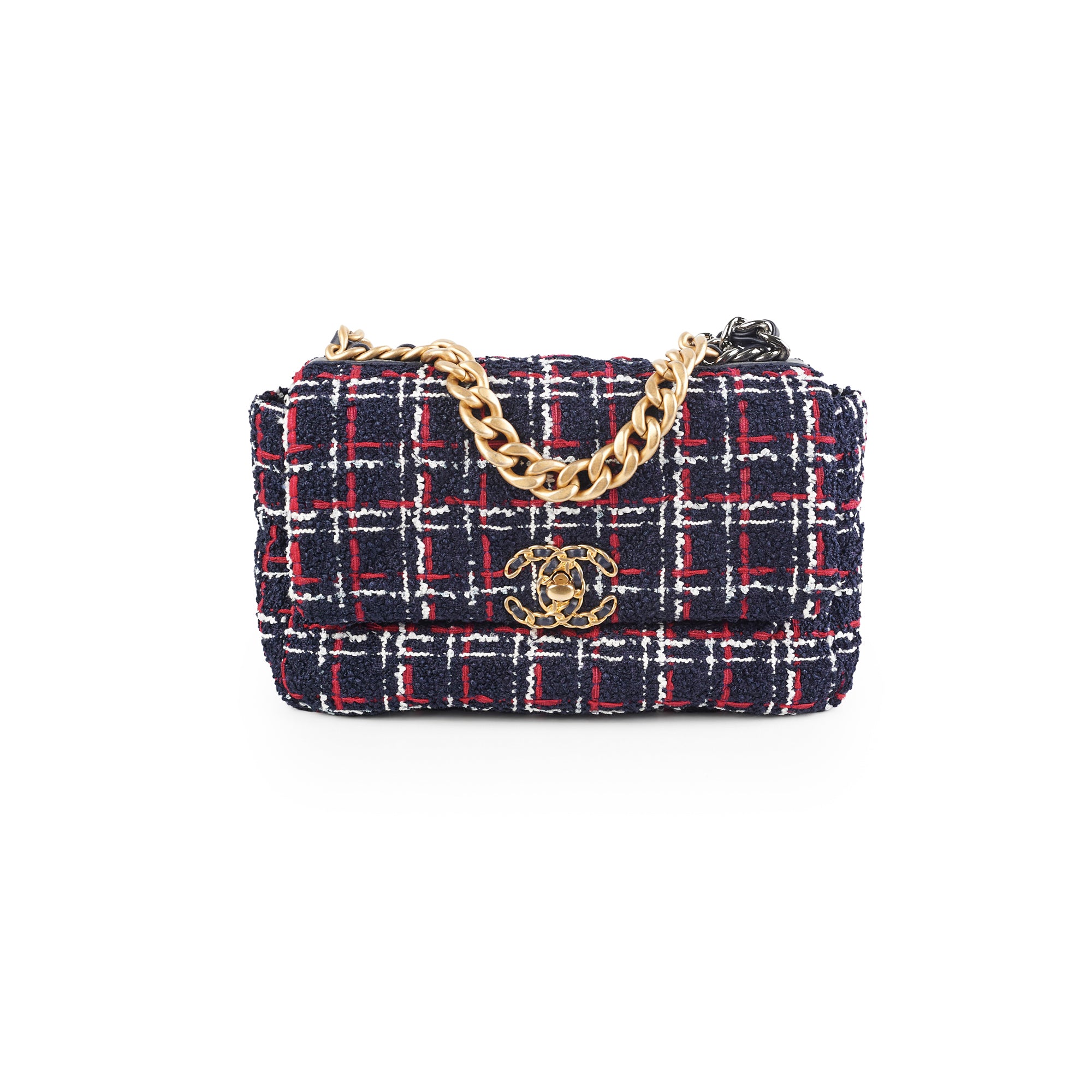 Chanel 19 Small Navy Tweed Shoulder Bag - Luxury Designer Handbag for Women, Perfect for Work, Parties & Everyday Use