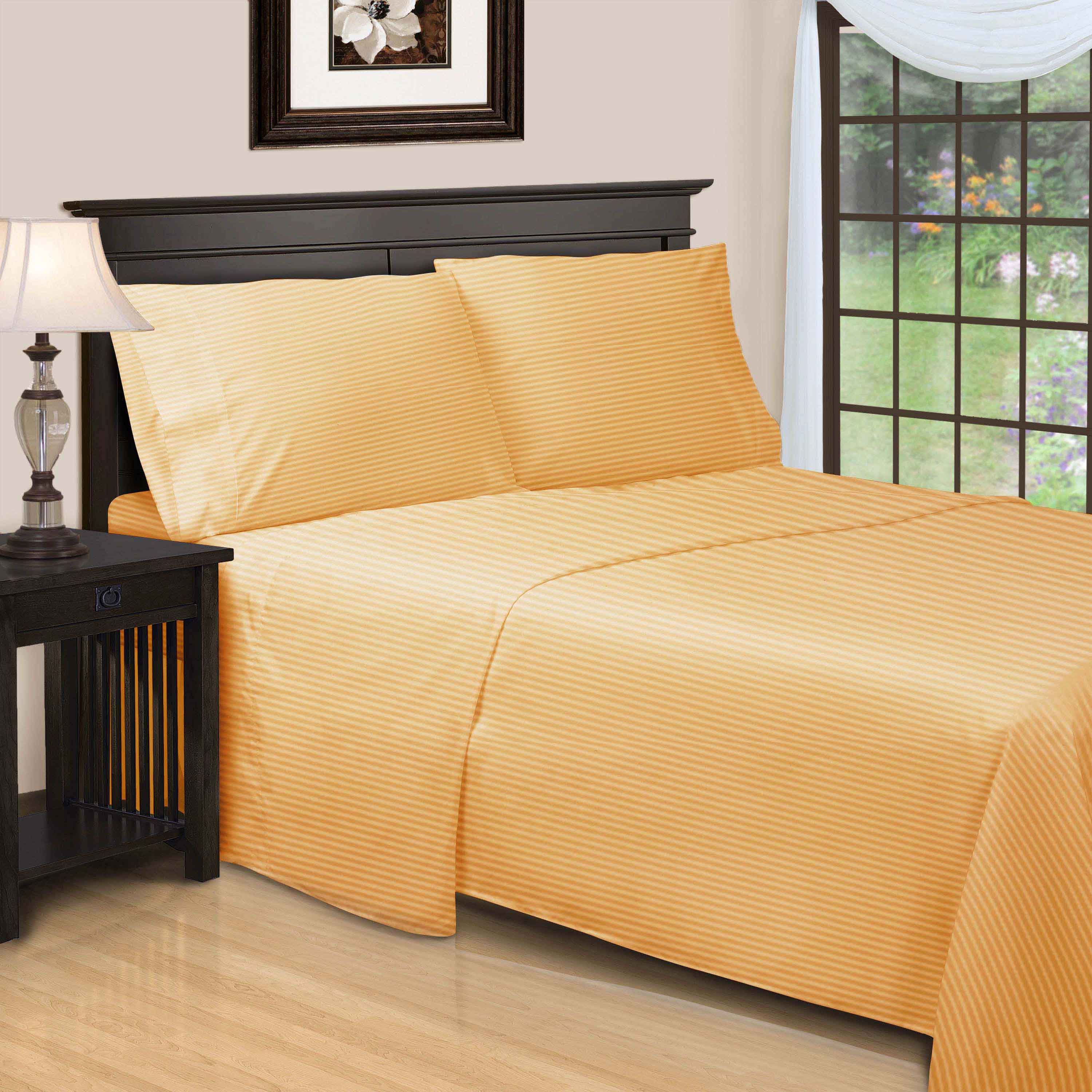 Premium 600 Thread Count Egyptian Cotton Sheet Set - Deep Pocket, Striped Design for Ultimate Comfort & Luxury - Perfect for Master Bedrooms & Guest Rooms