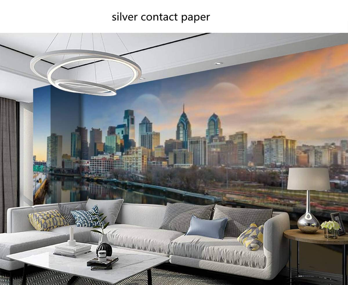 Philadelphia Skyline Wall Mural - Self-Adhesive Removable Peel & Stick Wallpaper for Home Decor | Pennsylvania USA Cityscape Landscape Wall Decal | Perfect for Living Room, Bedroom & Office Spaces