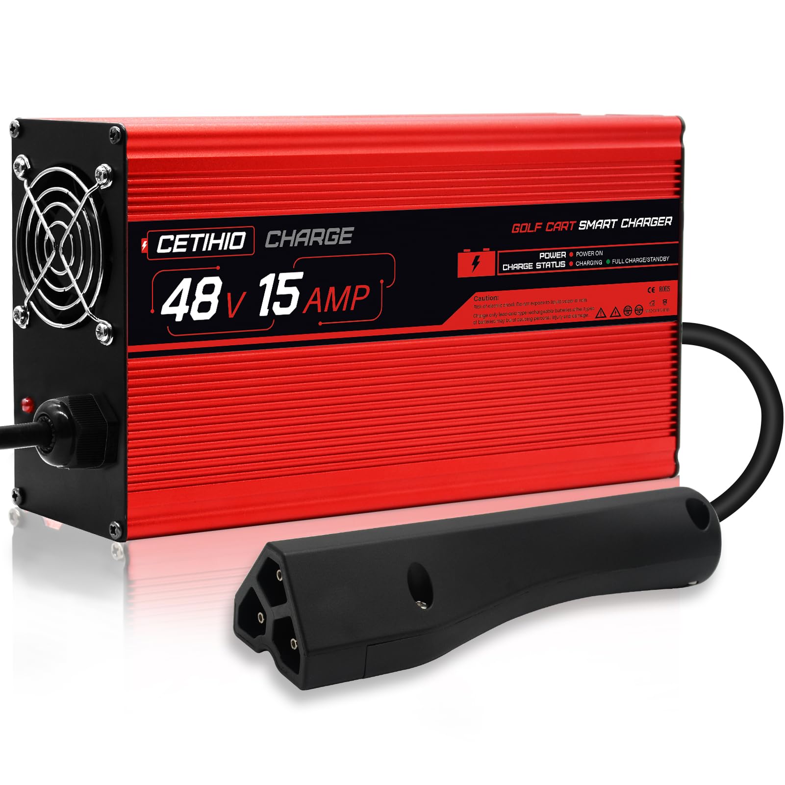 Upgraded 48V Golf Cart Battery Charger for EZGO RXV & TXT - Smart 15A 48 Volt Charger with 900W Power - Fast 5-8 Hour Full Charge & Trickle Mode - Perfect for Home, Club & Course Maintenance
