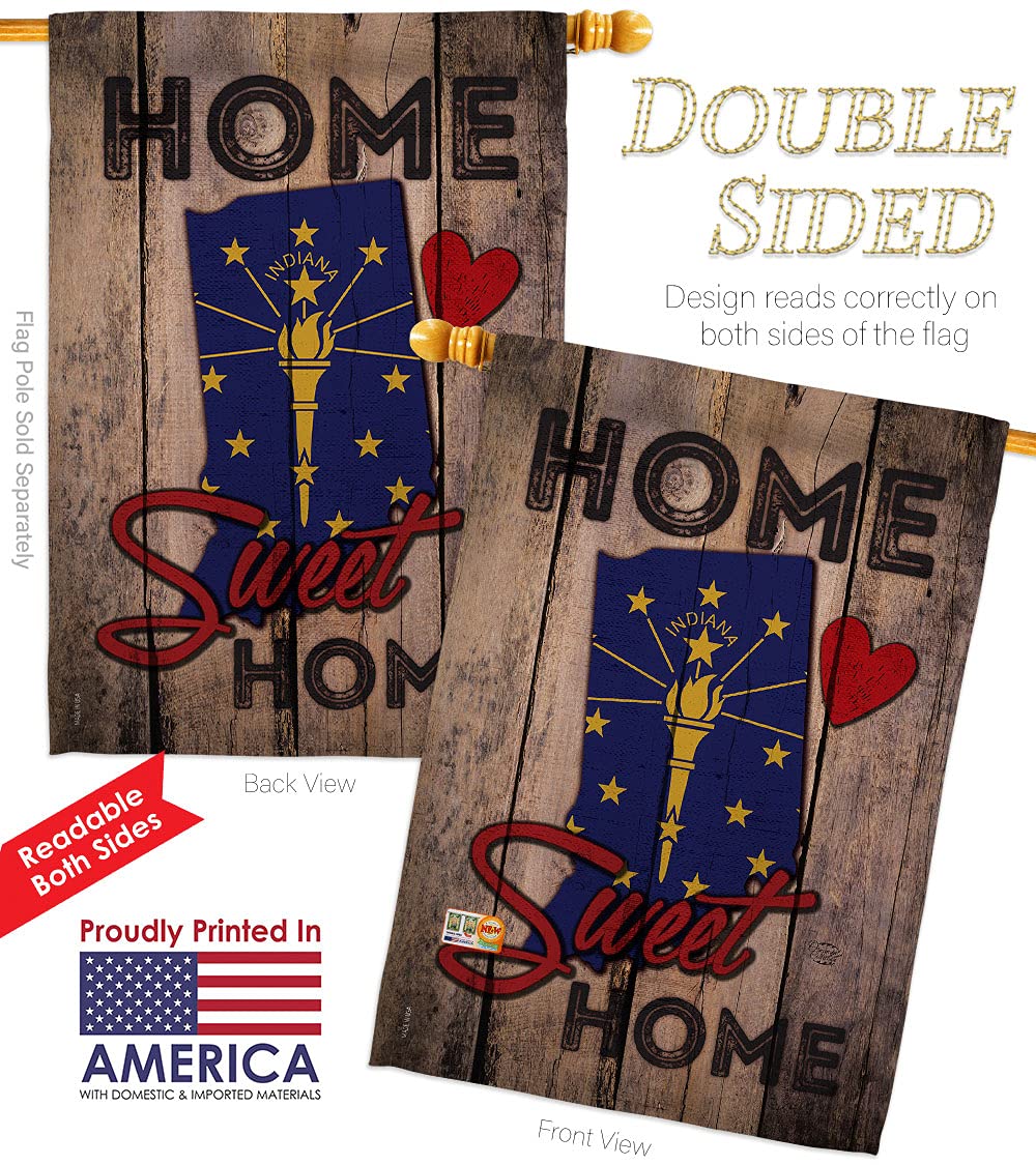 Indiana State Flag - 2 Pack Double-Sided Home Sweet House Yard Banner (28x40 Inch) | USA Americana Decor for Porch, Garden & Outdoor Patriotism