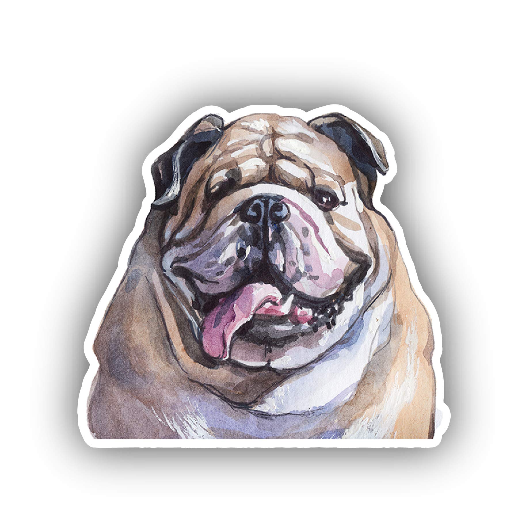 English Bulldog Watercolor Vinyl Decal Stickers - 4 Pack, 4-Inch Laser Cut Pet Lover Art for Laptops, Cars, Windows & DIY Crafts - Perfect for Dog Breed Enthusiasts & Home Decor
