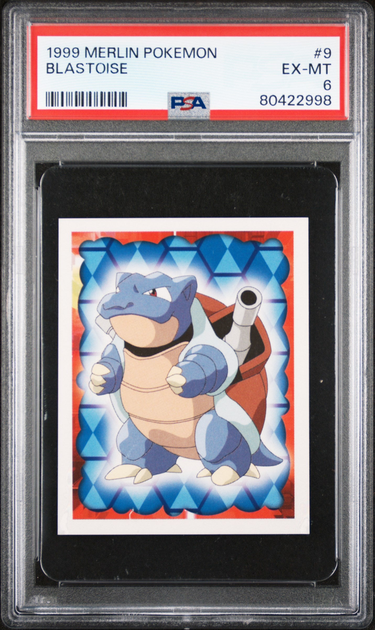 1999 MERLIN POKEMON BLASTOISE #9 PSA 6 Graded Trading Card - Rare Collectible for Pokemon Fans & Card Game Enthusiasts - Perfect for Display, Investment & Battling Decks