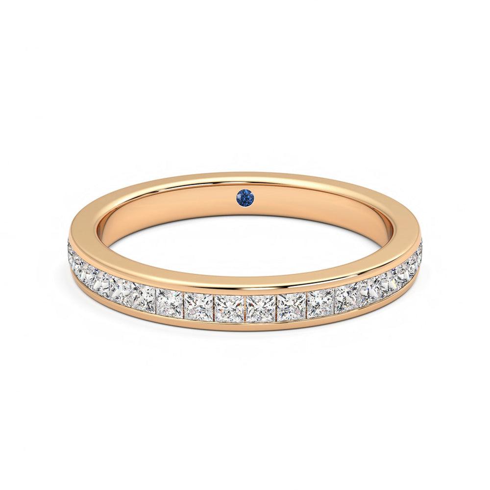 Princess Cut Moissanite Half Eternity Wedding Band - Channel Set with Anniversary Accent Stones | Perfect for Engagement Rings, Anniversary Gifts & Bridal Jewelry