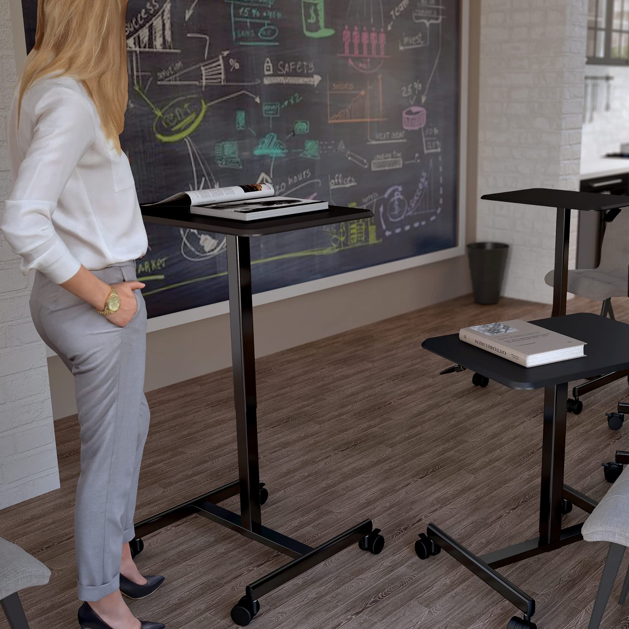 Mobile Desk Computer Desk with Lockable Wheels, 25.6