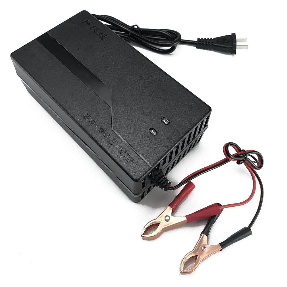 48V 5A LiFePO4 Battery Charger for Lithium Iron Phosphate Batteries - Universal Charger with Clamps for Automotive, Car, RV, Lawn Mower & Golf Cart - Perfect for Off-Grid Power, Marine & Solar Energy Systems
