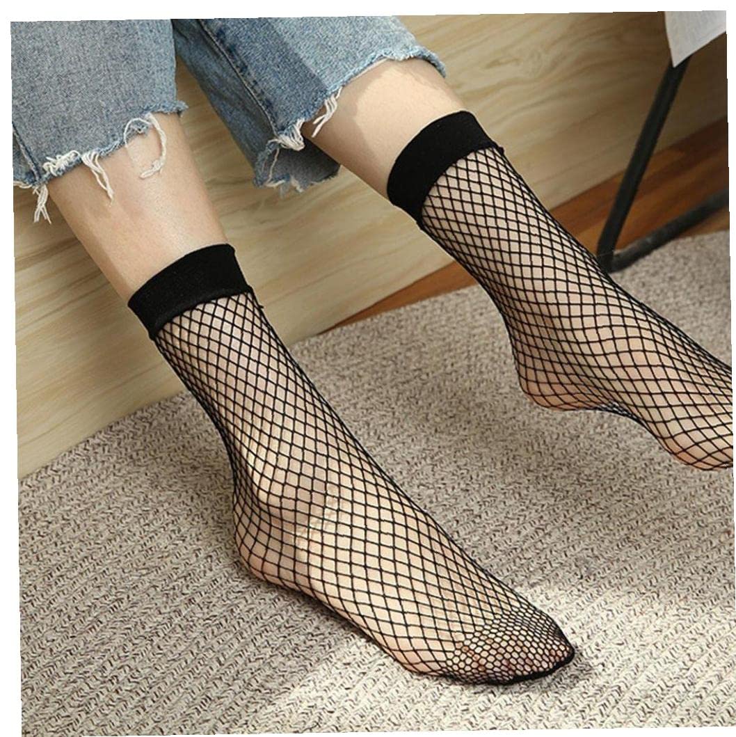 3 Pairs Women's Black Fishnet Socks - Elastic Ankle Short Socks with Hollow Out Mesh Design - Breathable Summer Tights for Casual Outfits, Parties, and Fashion Looks