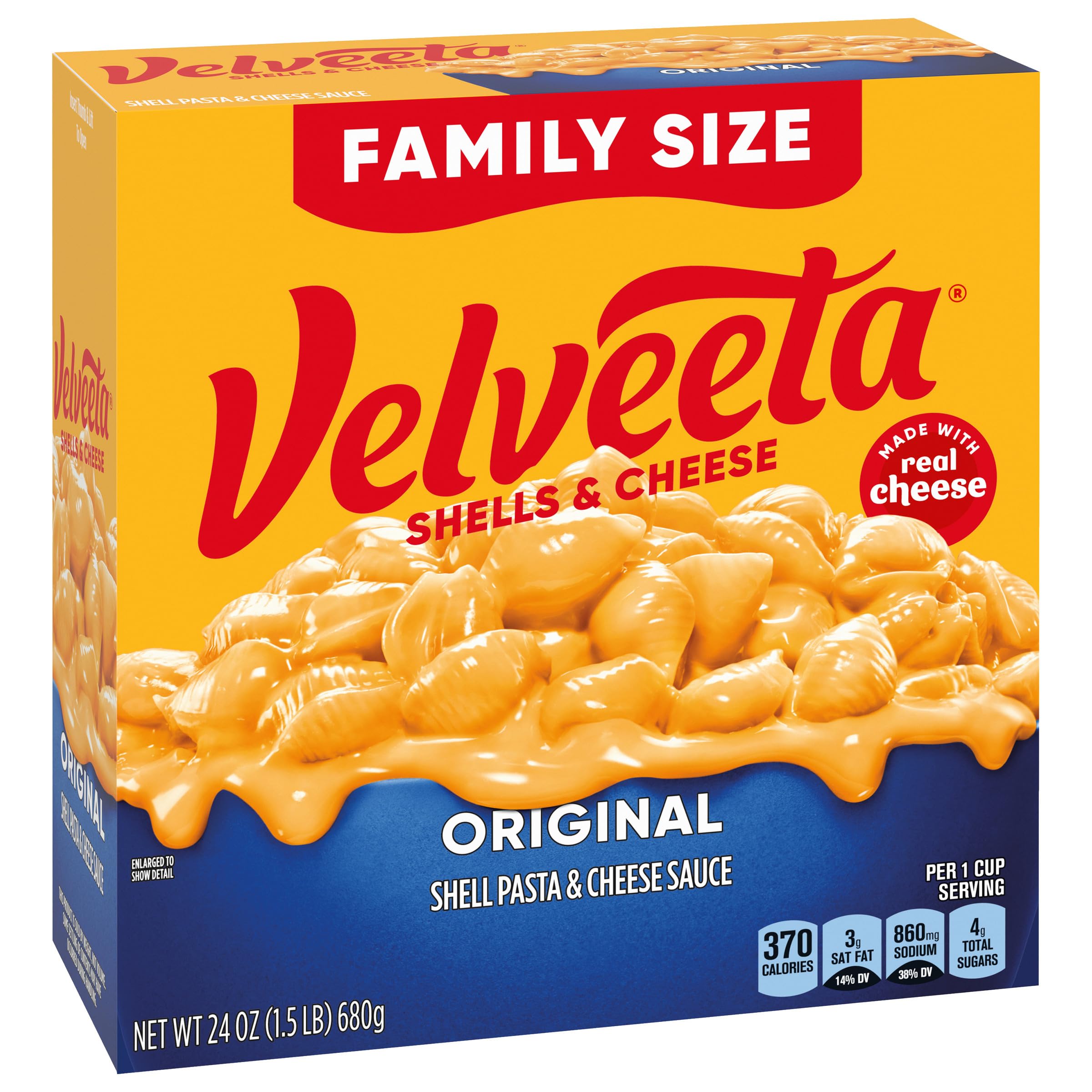 Original Velveeta Shells & Cheese Pasta with Cheese Sauce - 24 oz Value Size Box | Quick & Easy Mac and Cheese Dinner for Family Meals, Kids Lunch, and Comfort Food Cravings
