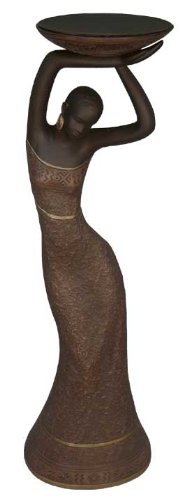 Handcrafted Ebony Wood Candle Holder - Elegant Woman Silhouette Design in Vibrant Red | Perfect for Romantic Dinners, Spa Decor & African-Themed Home Decor