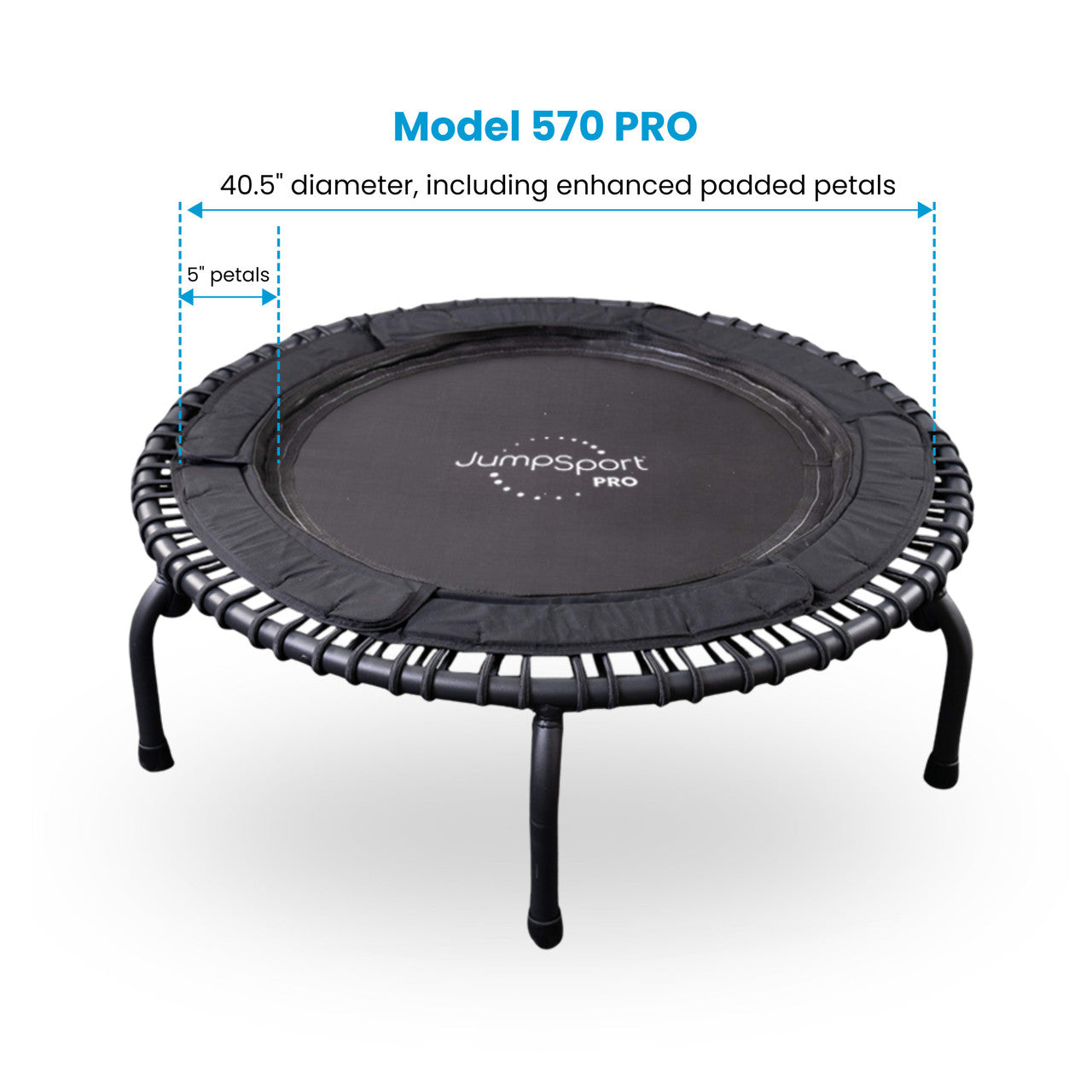 JUMPSPORT 570 PRO Fitness Trampoline with Safety Enclosure - 44 Inch Rebounder for Home Gym, Weight Loss & Cardio Workout | Perfect for Indoor Exercise, Kids Play & Family Fitness