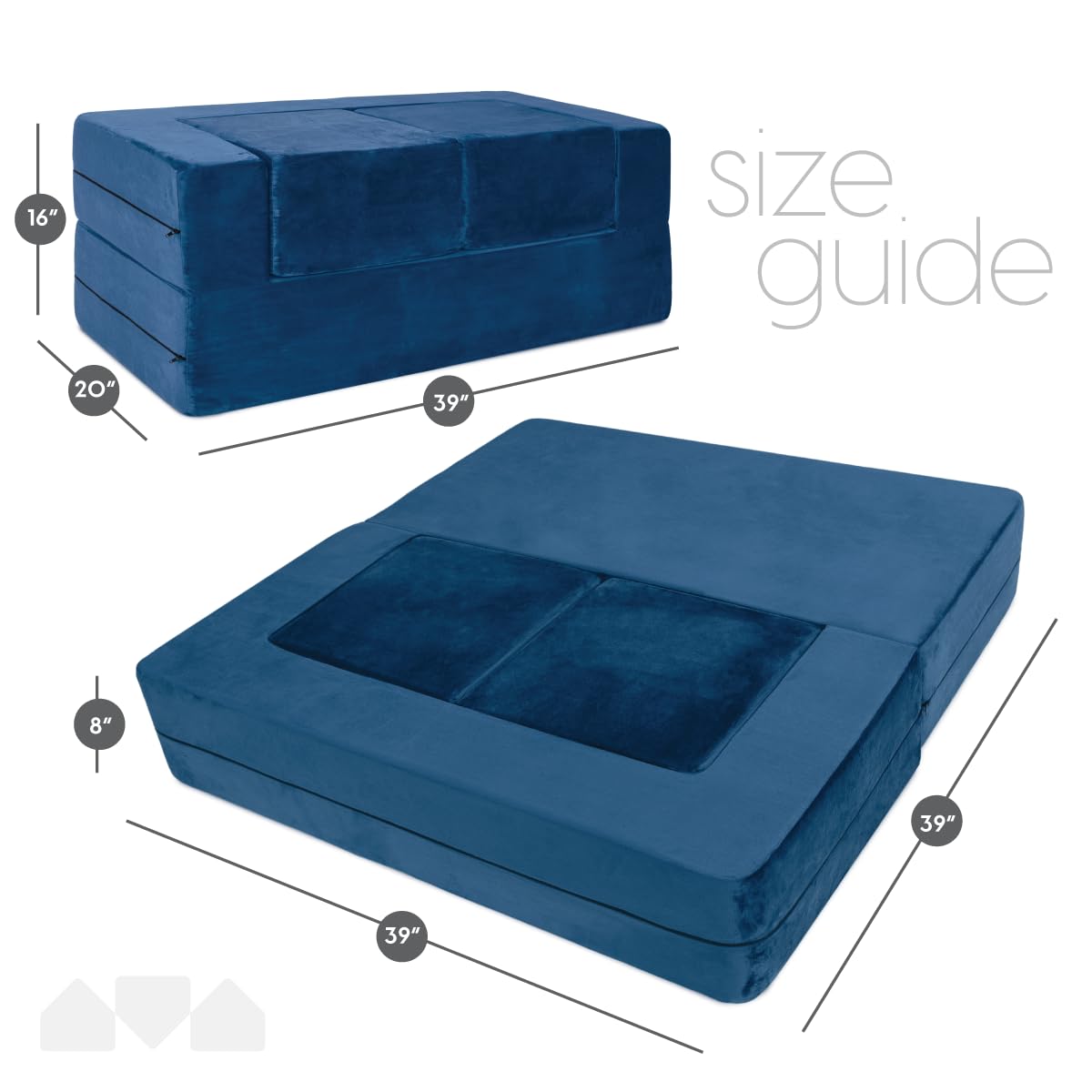 Milliard Kids Modular Sofa - Navy Blue Toddler & Baby Playroom Couch, Bedroom Furniture with Bonus Pillow | Perfect for Playtime, Naps & Reading Nook