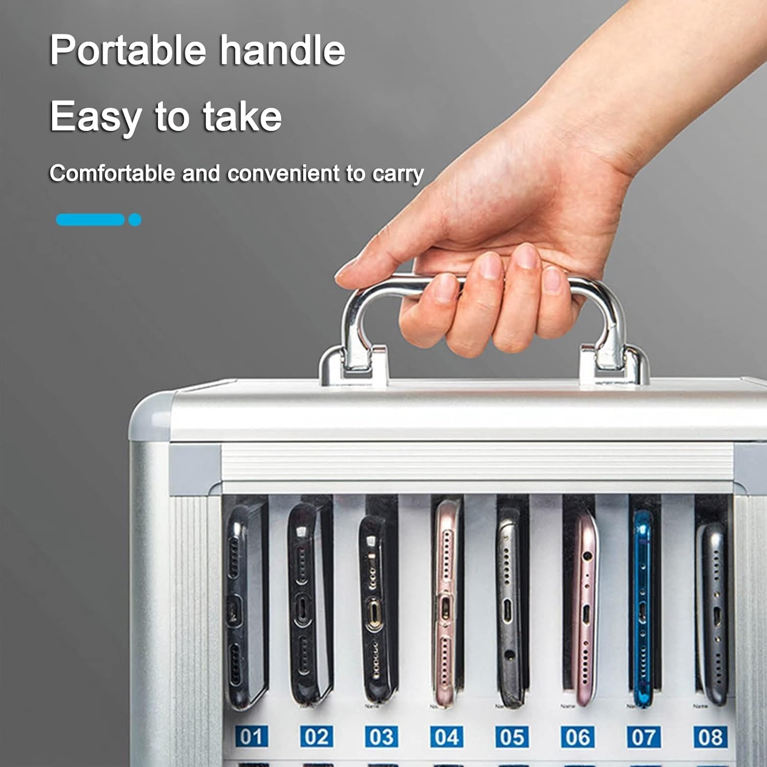 Wall-Mounted Phone Locker - Aluminum Alloy Storage Cabinet with 24-Bit Lock for Schools & Offices