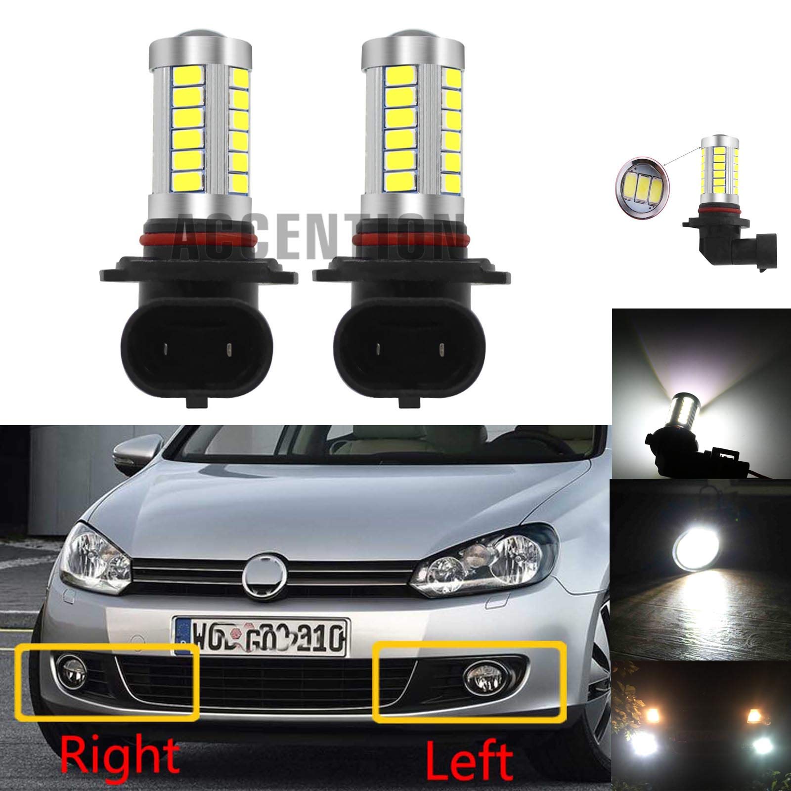 2Pcs LED Fog Lights for VW Golf 6 Jetta 6 Caddy Touran Tiguan - Bright White DRL Daytime Running Lights - Perfect for Night Driving & Off-Road Adventures