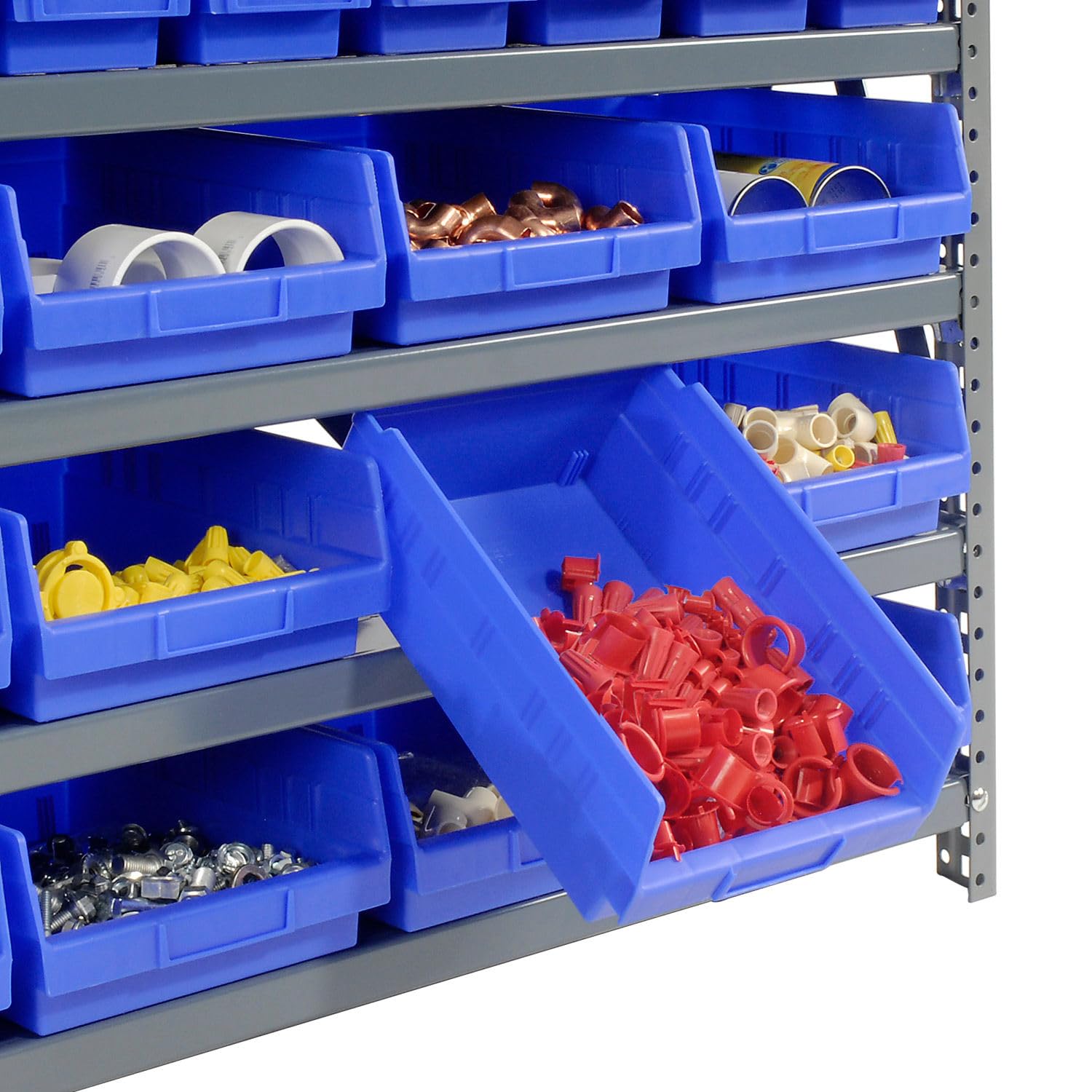 Global Industrial 7-Shelf Steel Storage Rack with 24 Plastic Bins (4