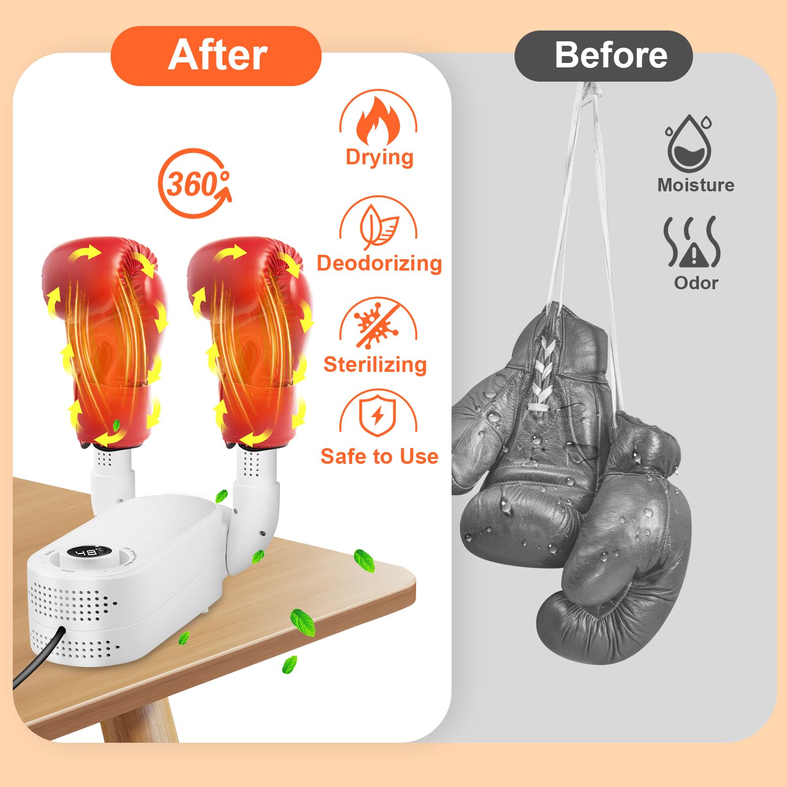 Kids & Adults Boxing Glove Dryer with Intelligent Timer - Constant Temperature Punching Gloves Deodorizer for Home & Gym Use - Eliminates Odors Quickly & Safely