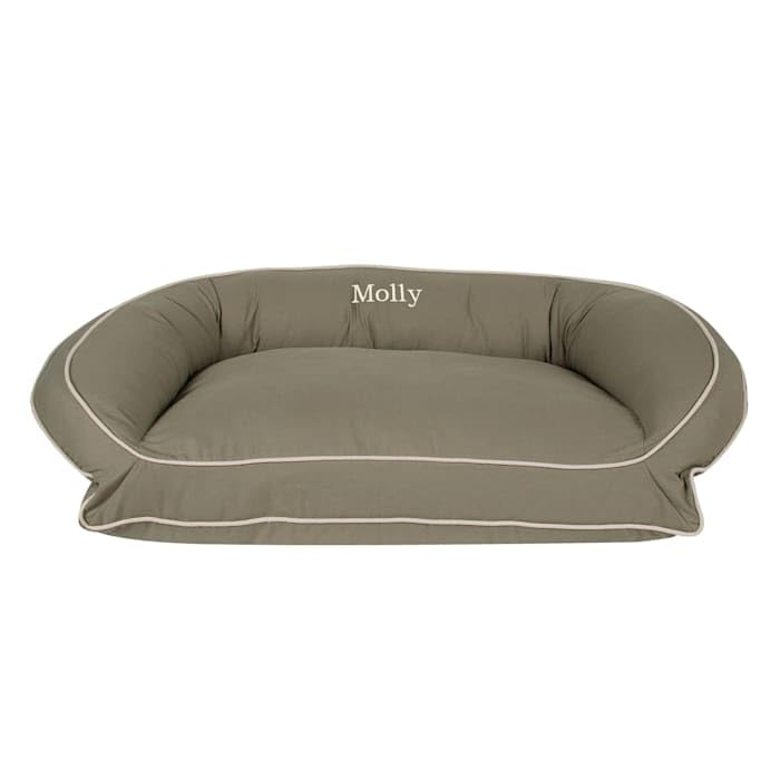 Carolina Pet Sage/Khaki Canvas Bolster Dog Bed Small - Comfortable & Durable Orthopedic Support for Small Dogs - Perfect for Crates, Living Rooms & Bedrooms
