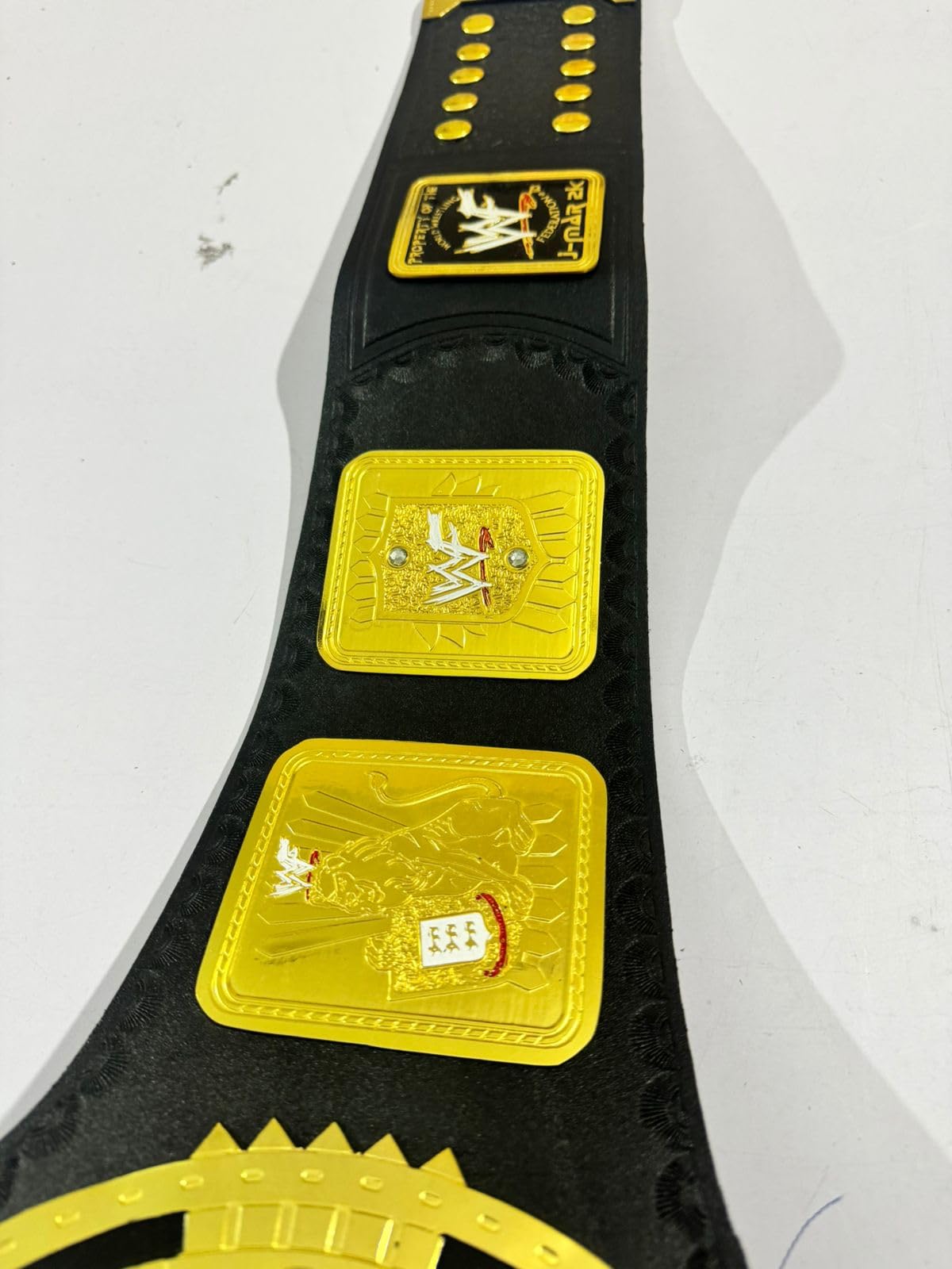 Premium Black & Gold Leather Wrestling Belt for Adults - 2MM Brass Plates - Championship Title Replica for WWE Fans, Cosplay & Sports Events