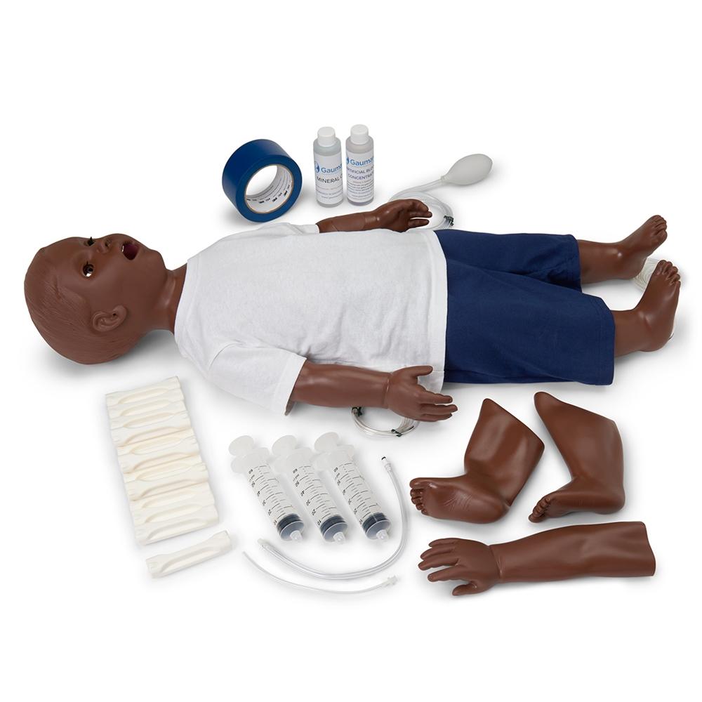 1 Year Multipurpose Patient Care & CPR Pediatric Training Manikin - Dark Skin Tone - Ideal for Medical Training, CPR Certification & Emergency Response Scenarios