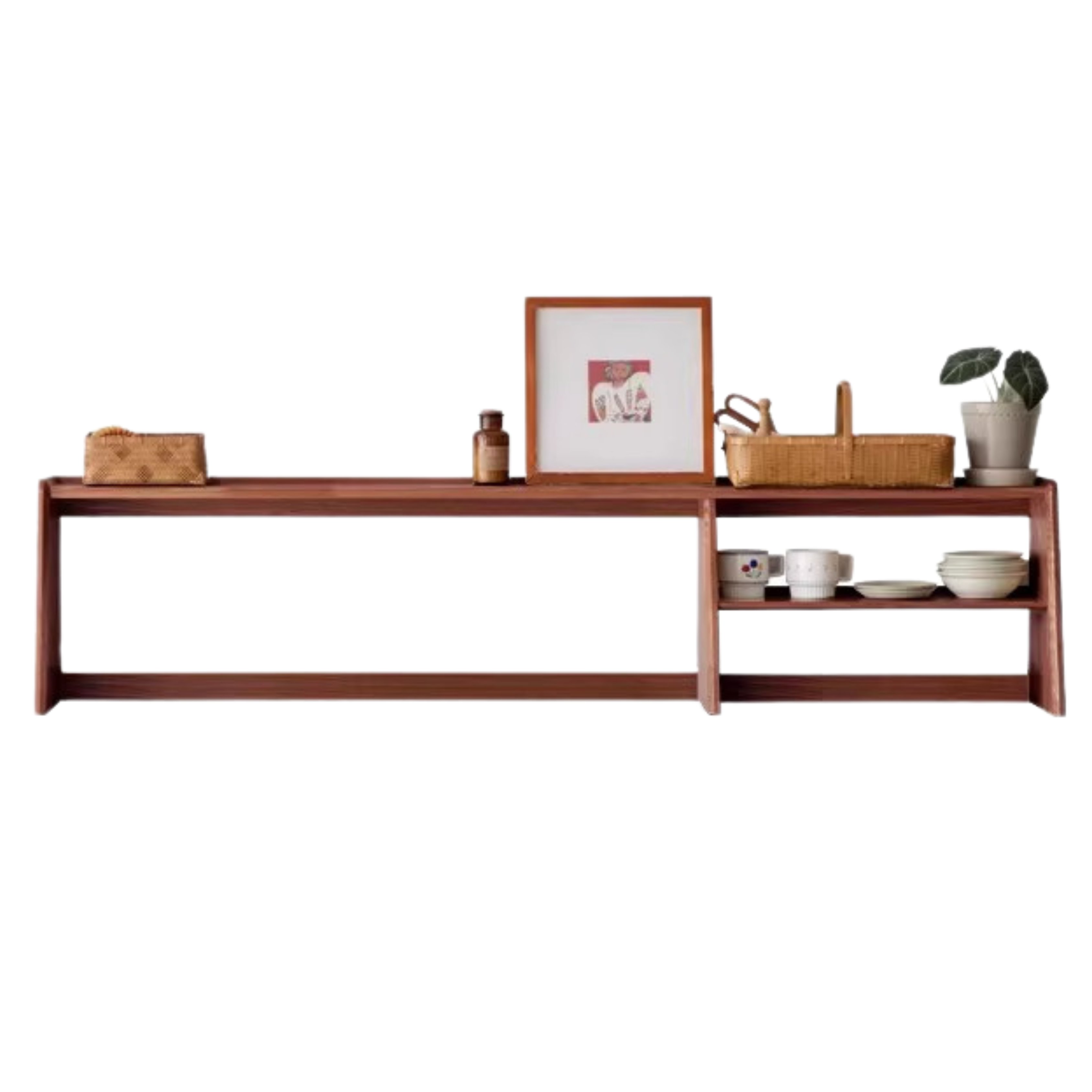 Solid Oak Wood Sideboard Shelf - Rustic Kitchen Storage Shelf for Dining Room, Living Room & Home Decor | Perfect for Organizing Dishes, Cookbooks & Displaying Decor