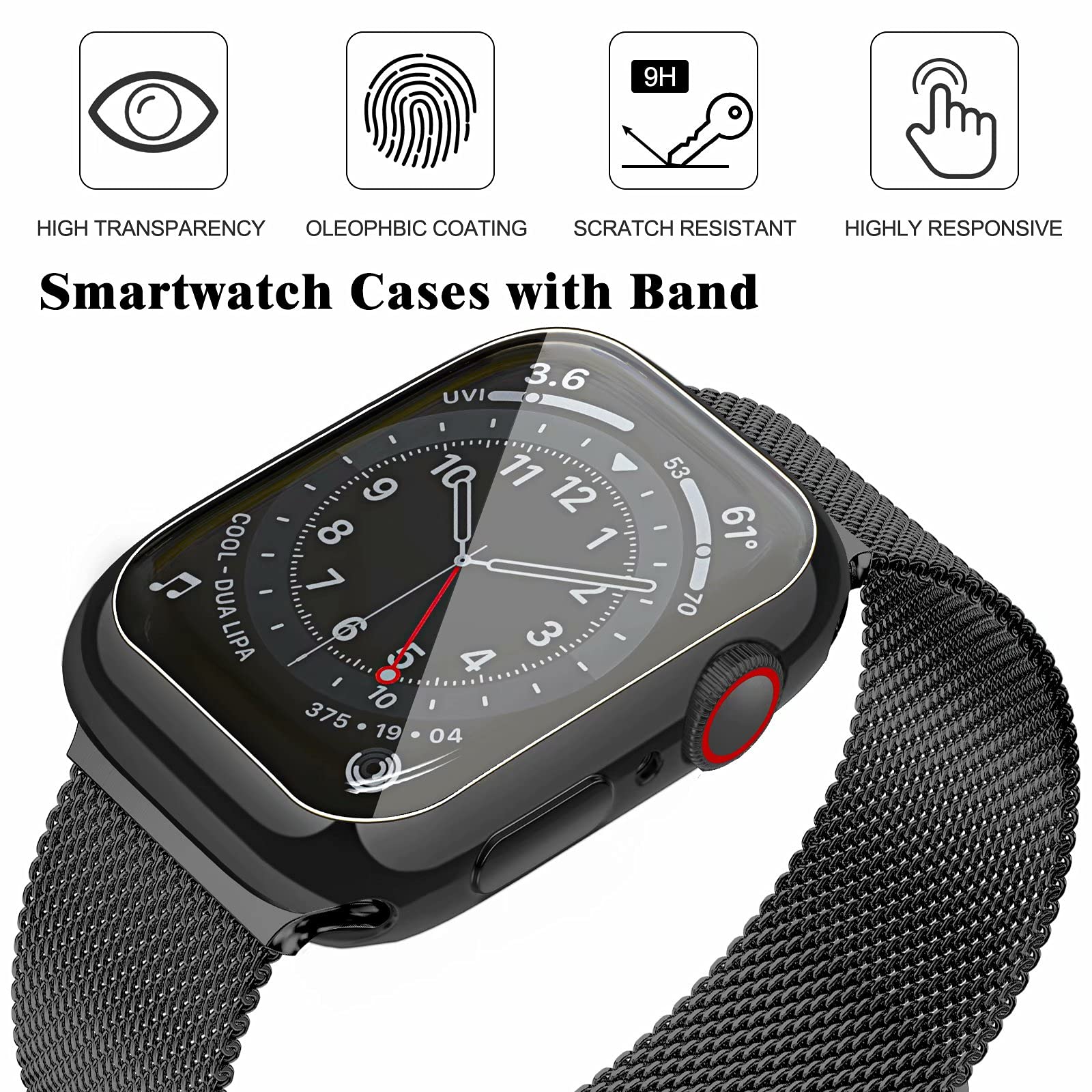 Premium Stainless Steel Milanese Loop Band for Apple Watch 40mm - Magnetic Mesh Strap Compatible with iWatch Series 10/9/8/7/6/5/4/3/2/1 & SE - Adjustable Replacement Watch Band for Women & Men (Black) | Perfect for Workouts, Office Wear & Everyday Fashion