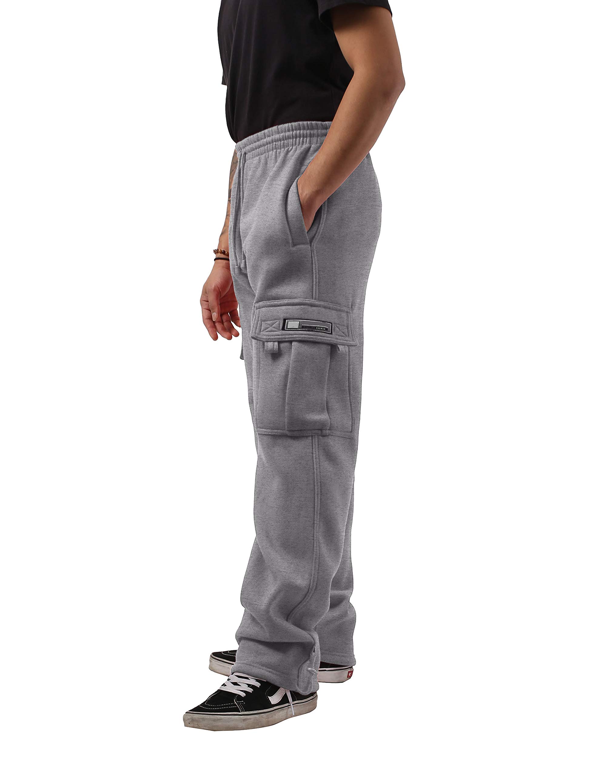 Men's Heavyweight Fleece Cargo Sweatpants for Workout & Gym - Comfortable Joggers with Pockets for Running, Hiking, and Casual Wear